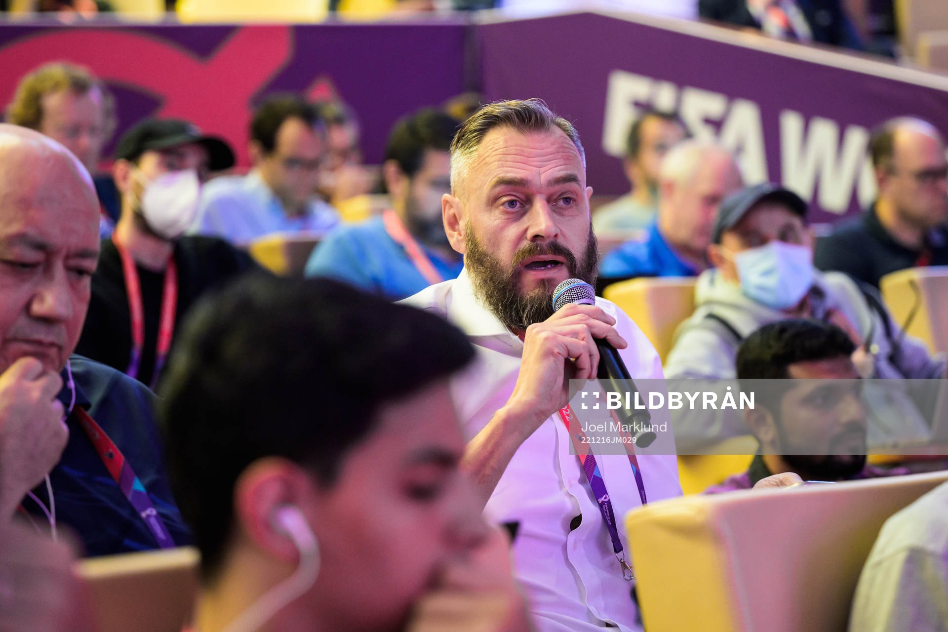 Olof Lundh, reporter at Swedish broadcaster TV4, asks a