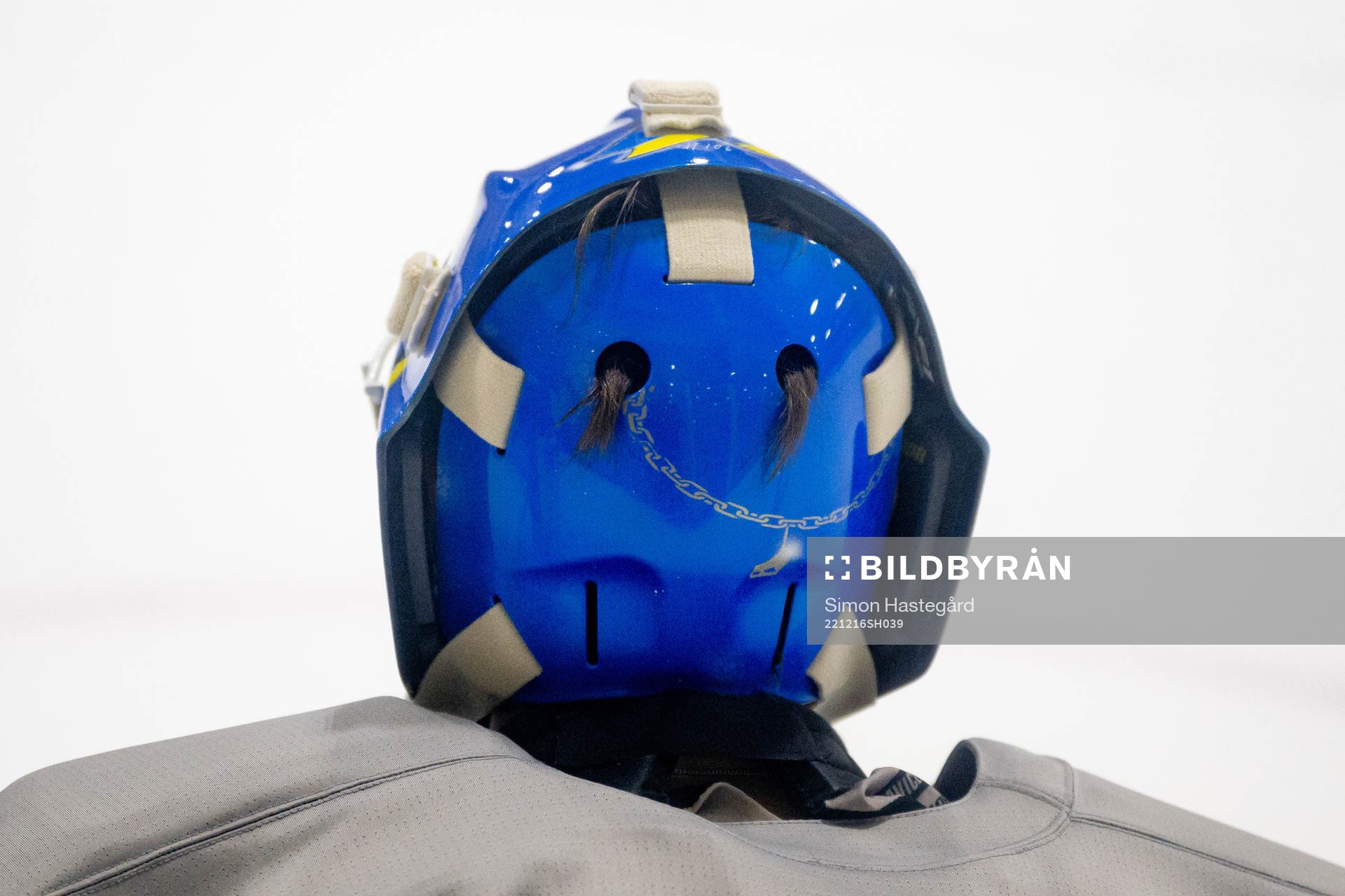 Goaltender Ian Blomquist of Sweden at a practice session