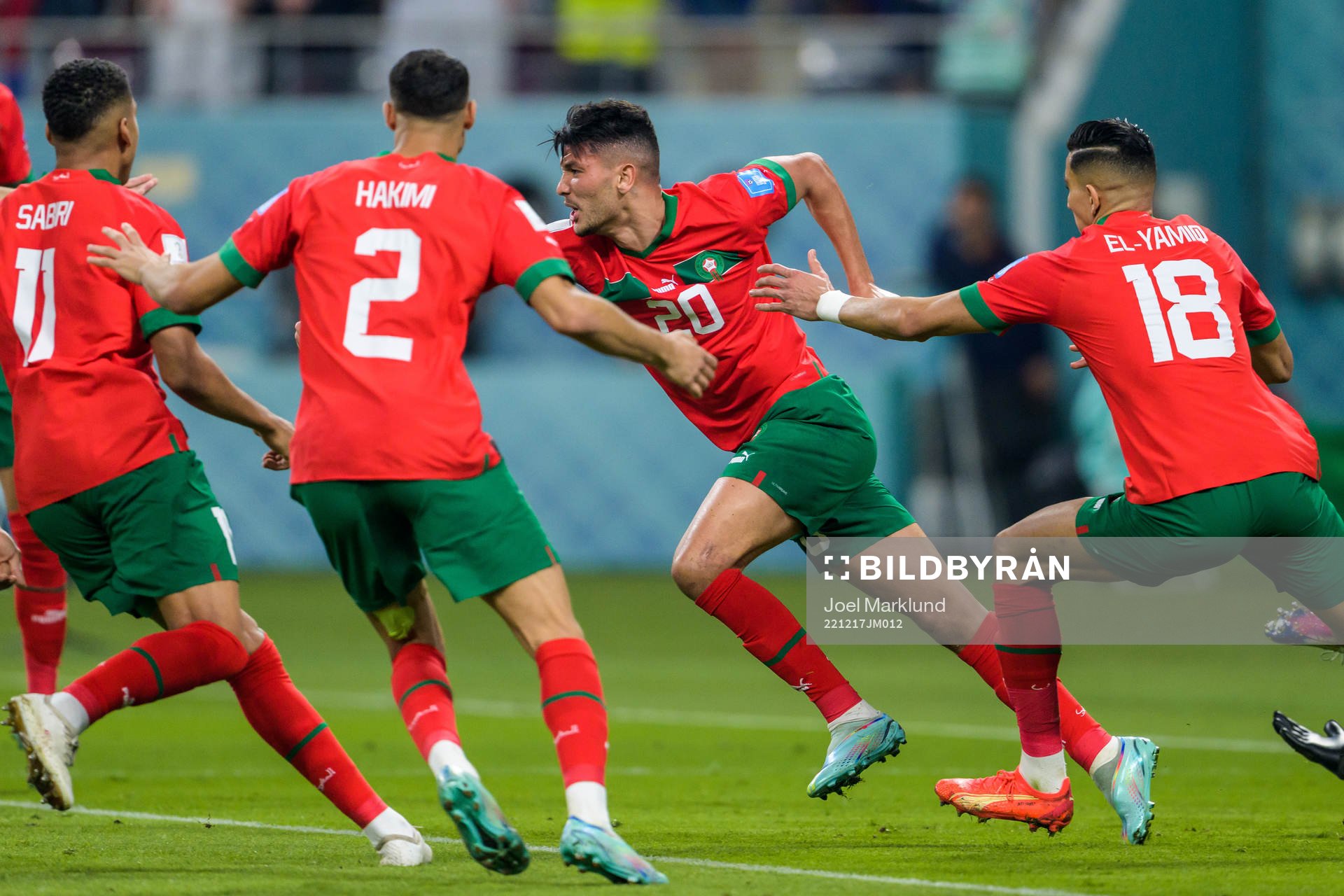 Achraf Dari of Morocco celebrates
