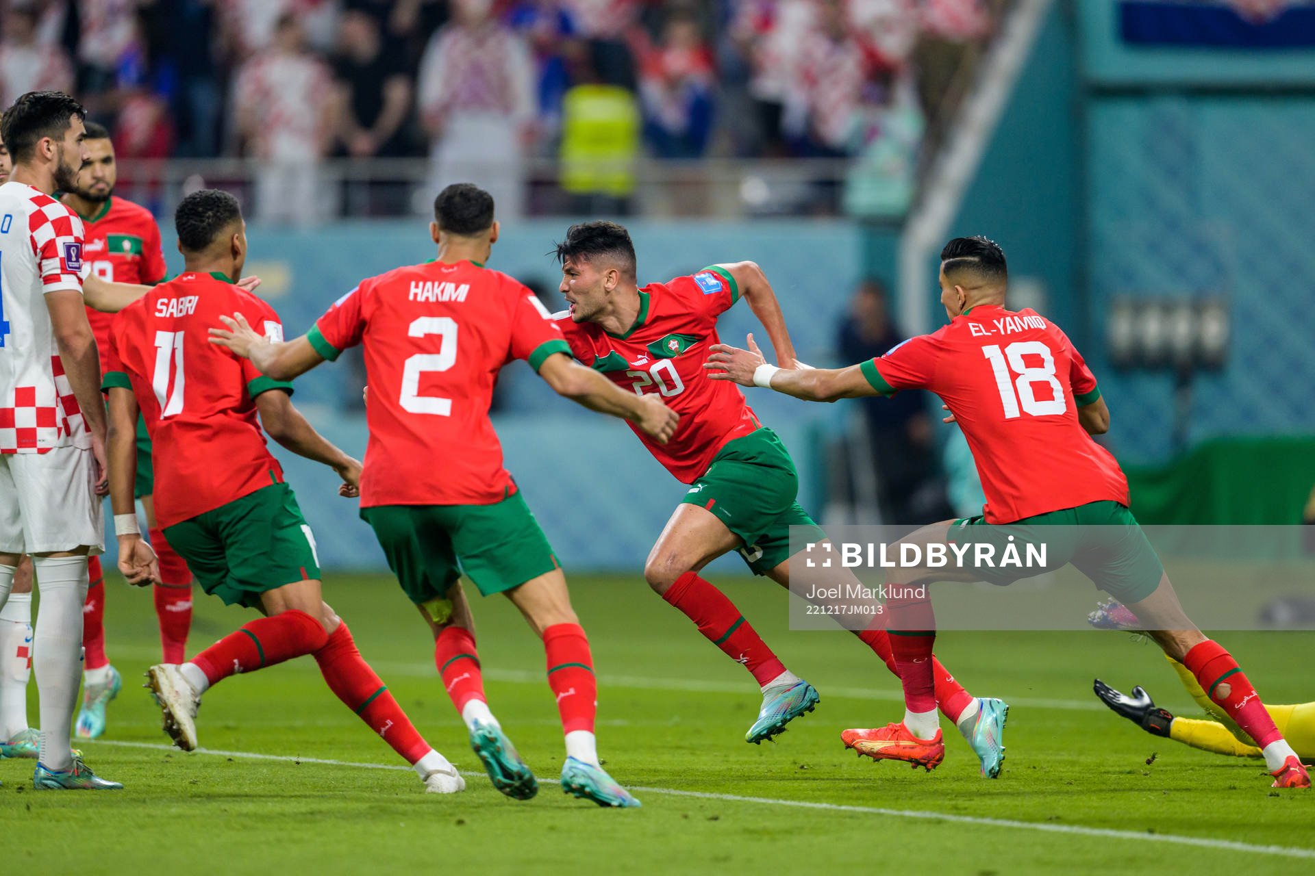 Achraf Dari of Morocco celebrates