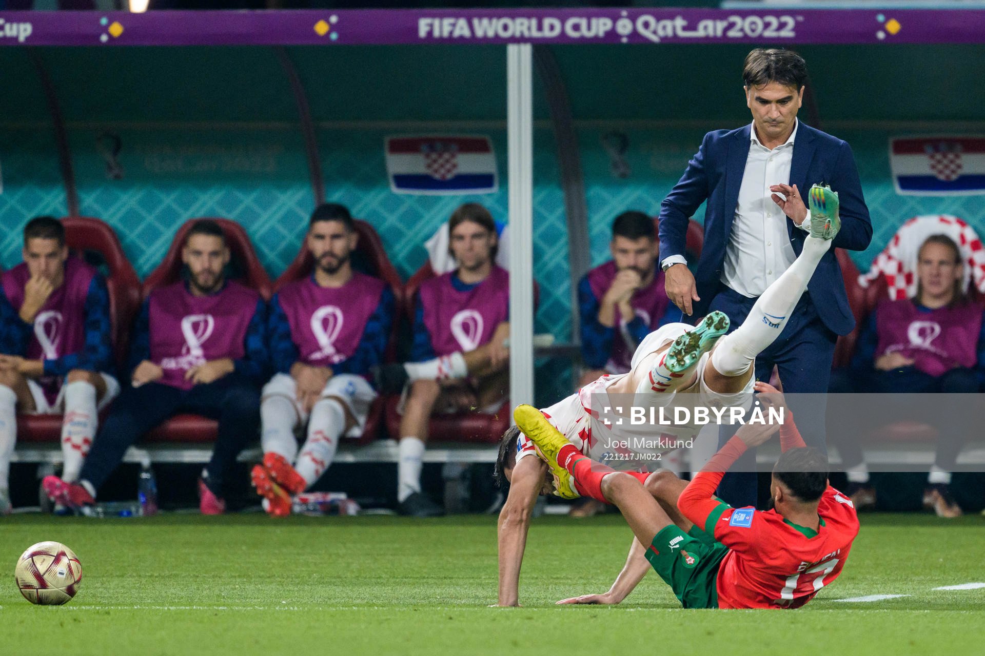 Josip Sutalo of Croatia and Sofiane Boufal of Morocco