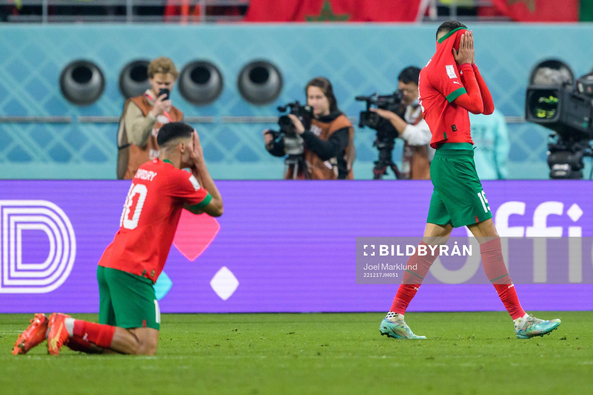 Anass Zaroury and Youssef En-Nesyri of Morocco look dejected