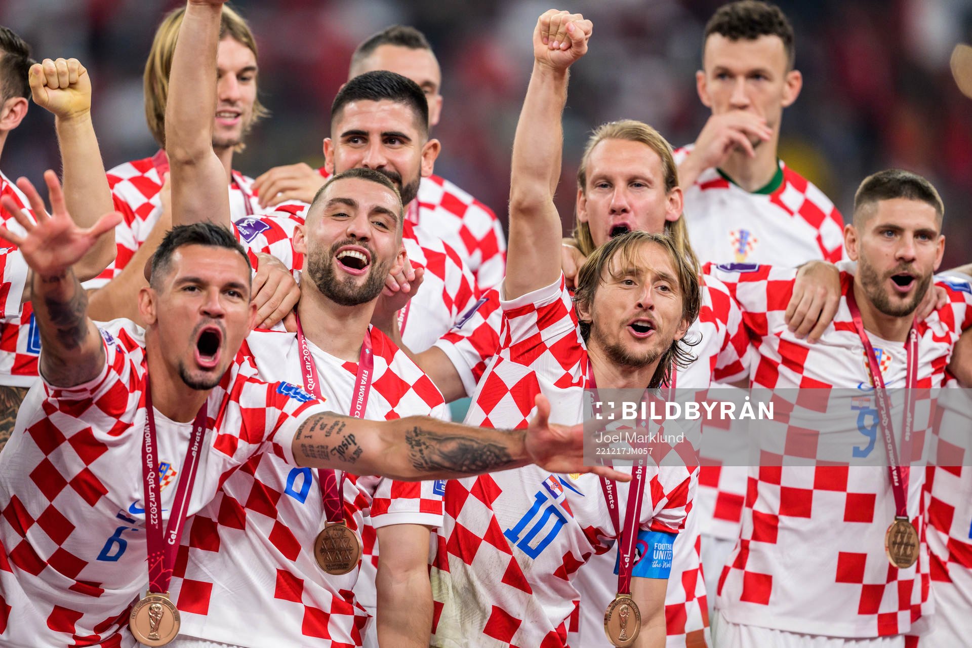Luka Modric and players of Croatia celebrate