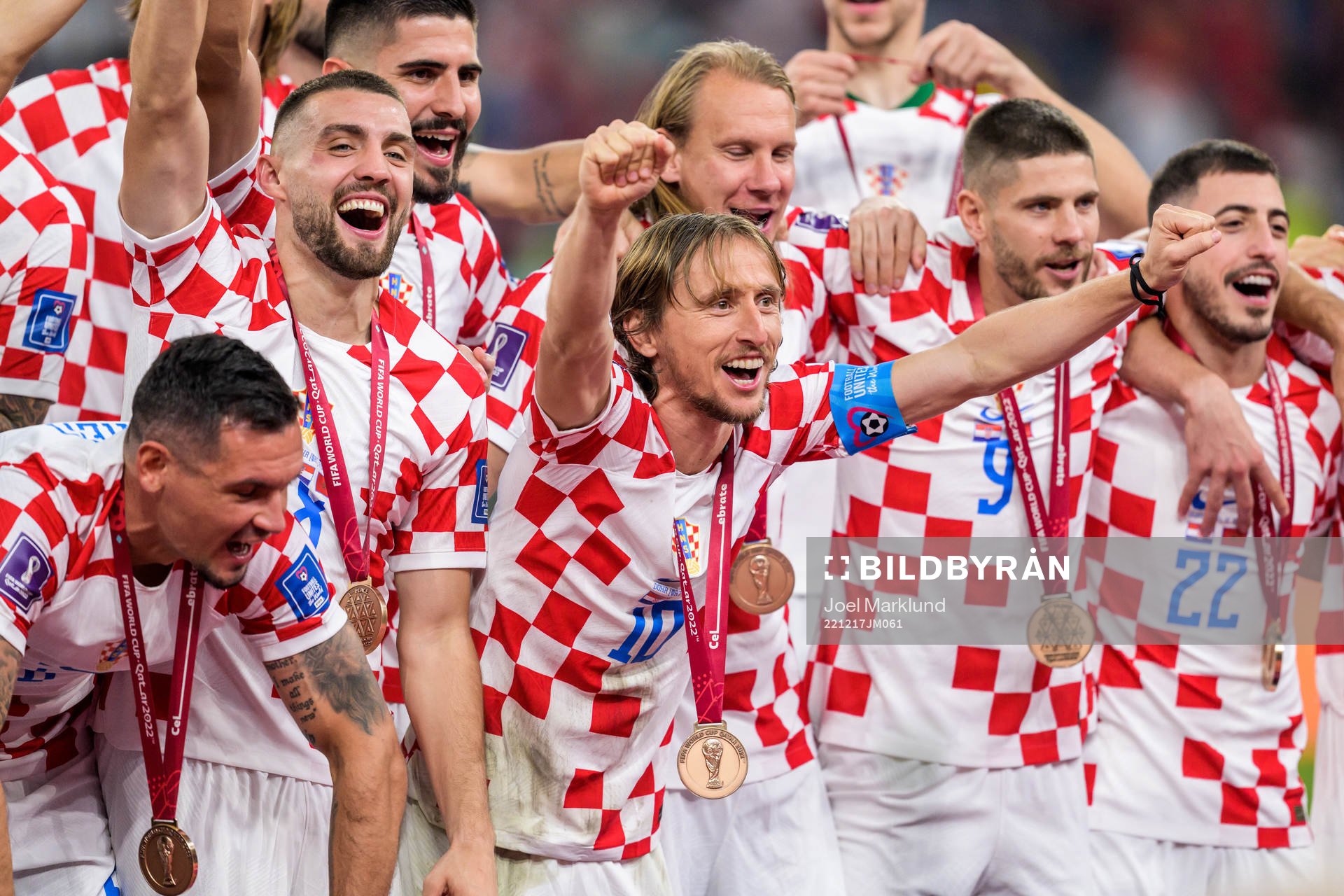 Luka Modric of Croatia celebrate with teammates