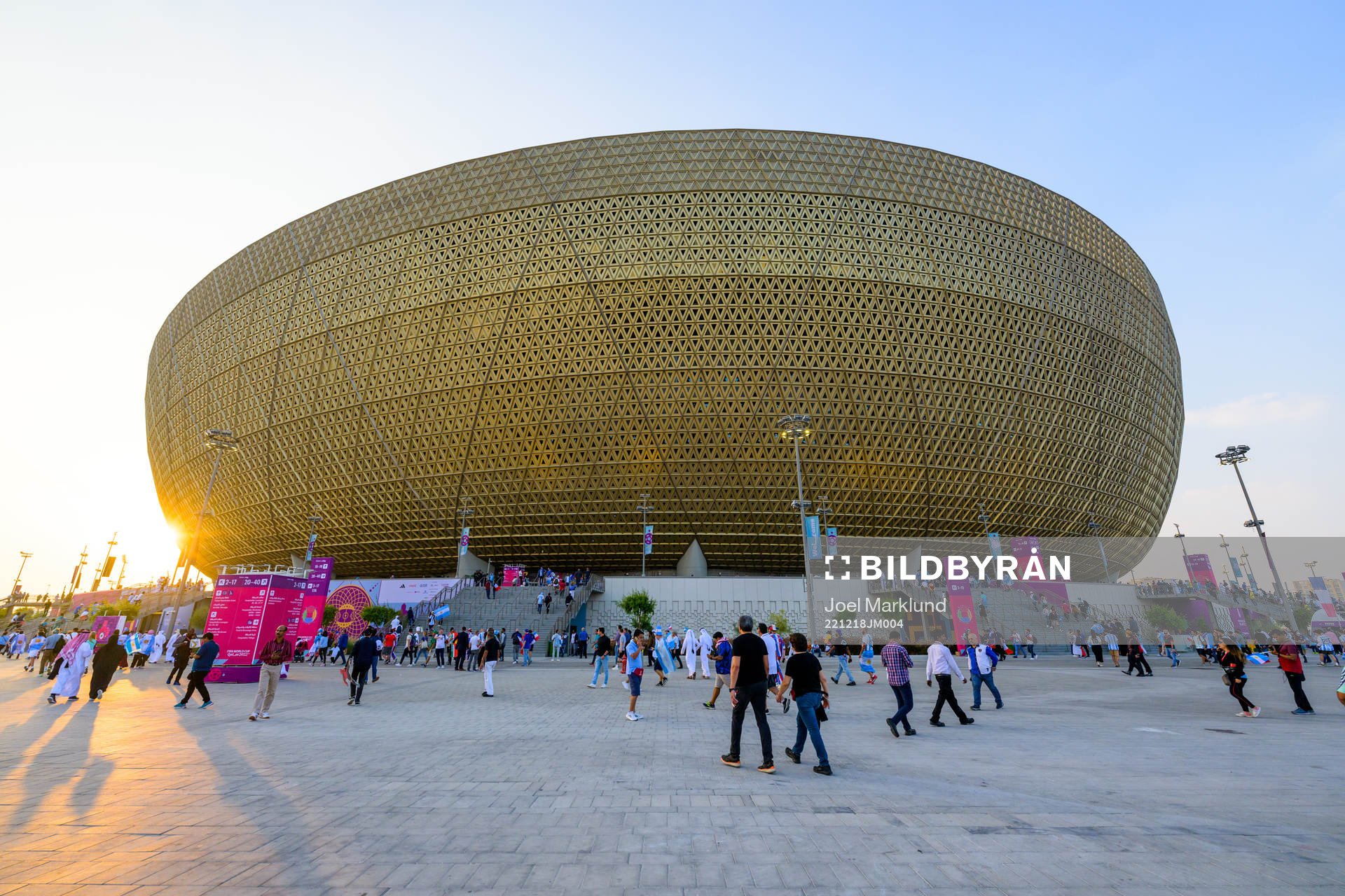 Exterior view of Lusail Stadium ahead of the FIFA World Cup 2022 final between Argentina and France on December 18, 2022 in Doha.