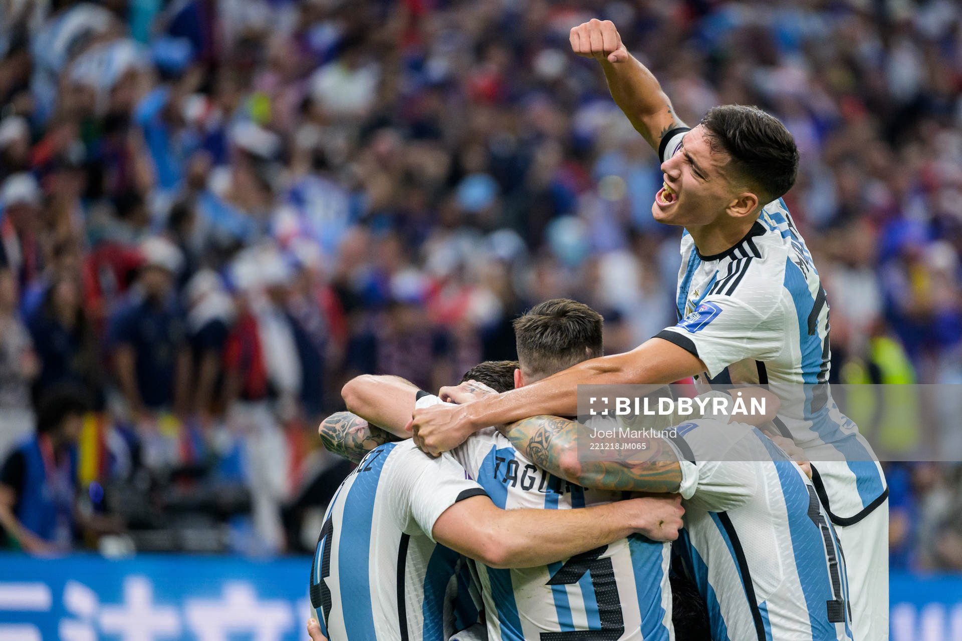 Angel de Maria of Argentina celebrate with teammates
