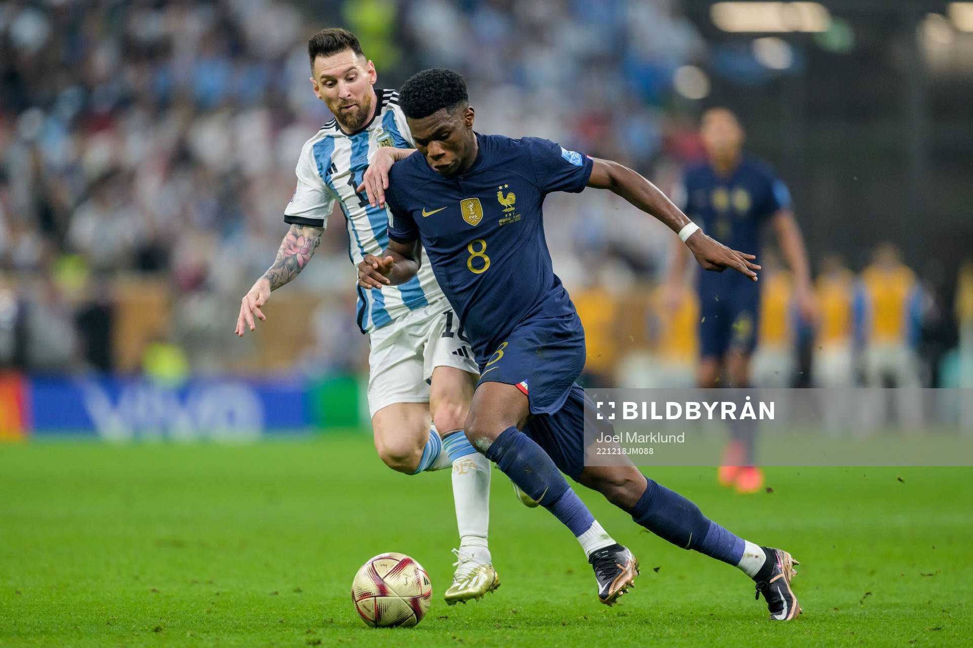 Lionel Messi of Argentina and Aurelien Tchouameni of France