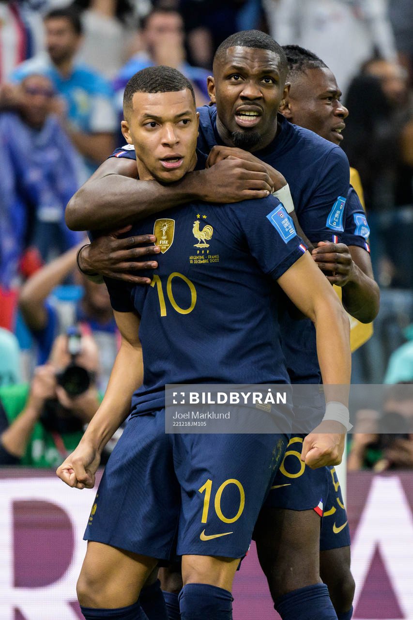Kylian Mbappe, Marcus Thuram and Jules Kounde of France