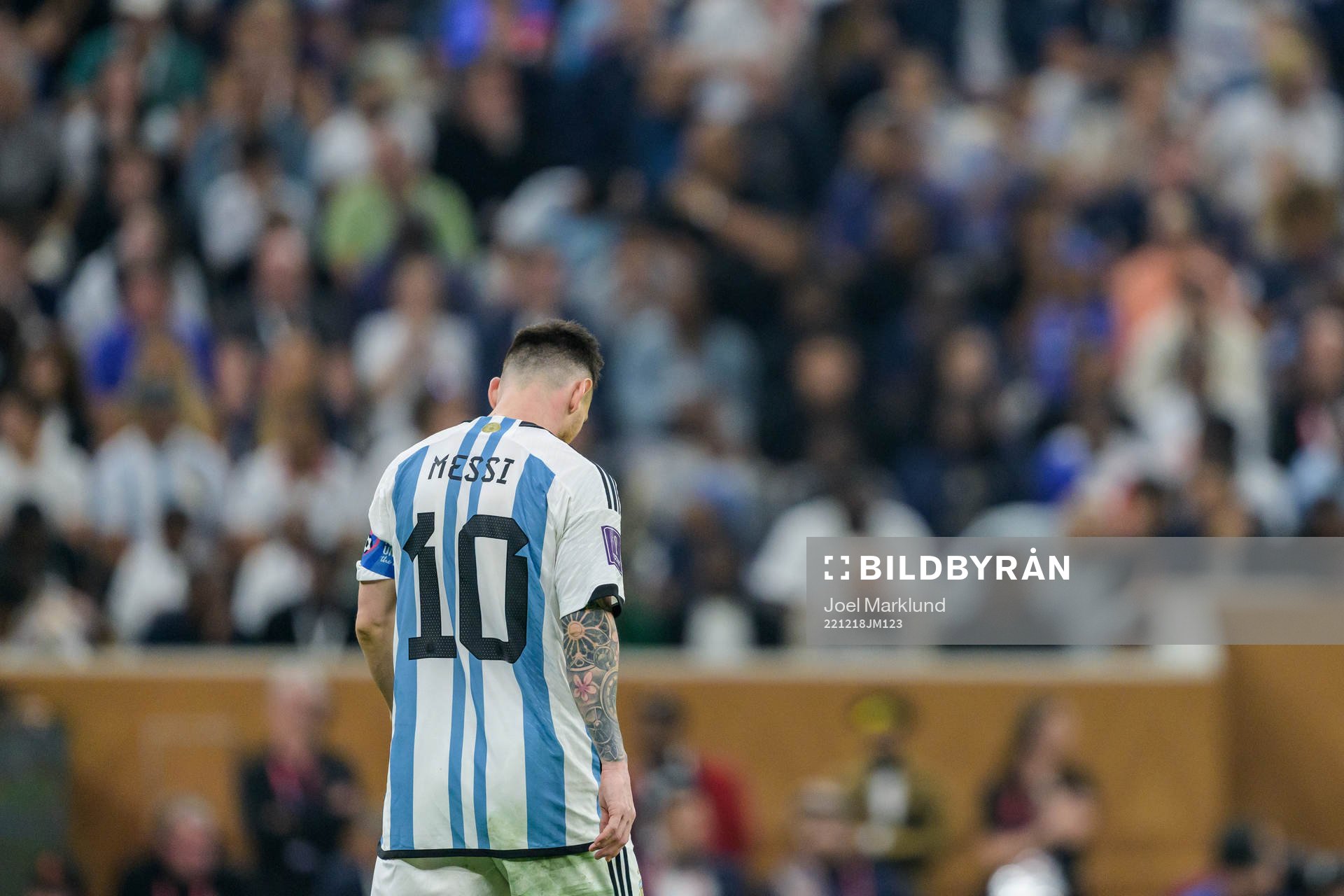 Lionel Messi of Argentina looks dejected