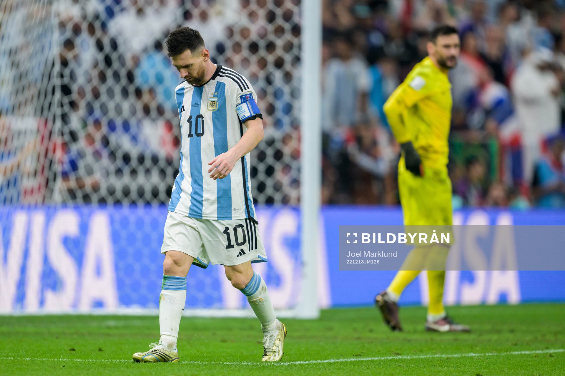 Lionel Messi of Argentina looks dejected