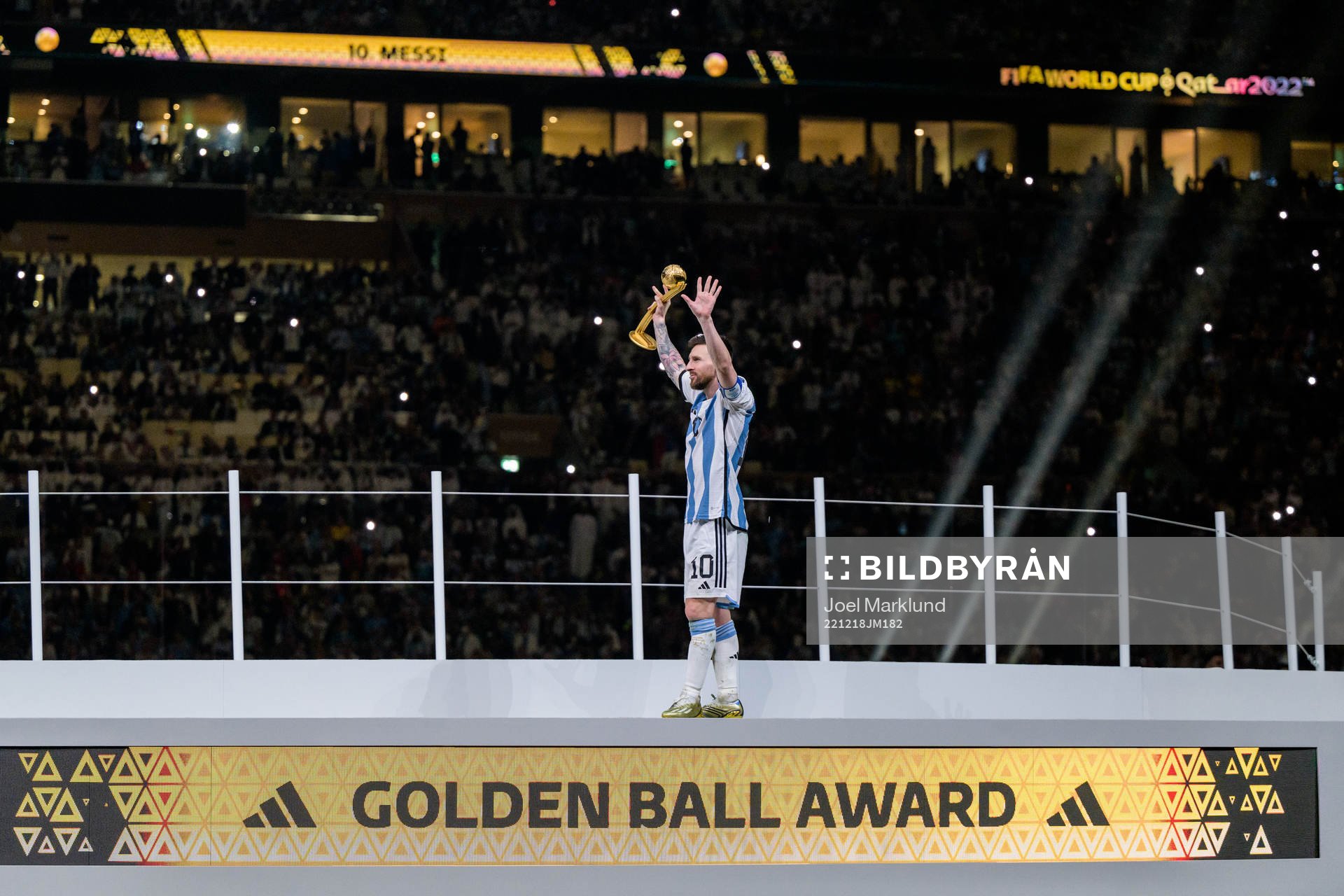 Lionel Messi of Argentina with his Golden Ball Award