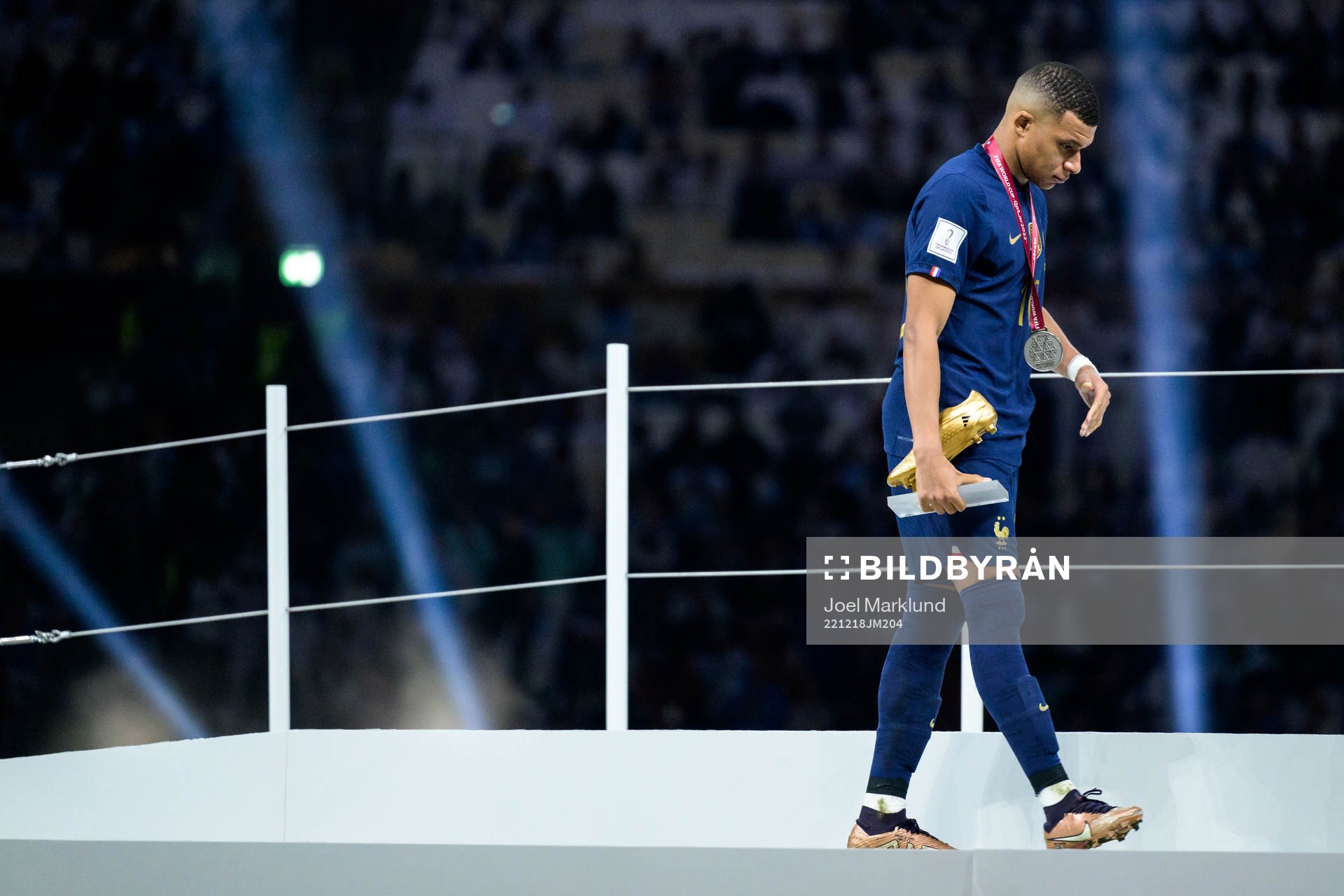 Kylian Mbappe of France looks dejected