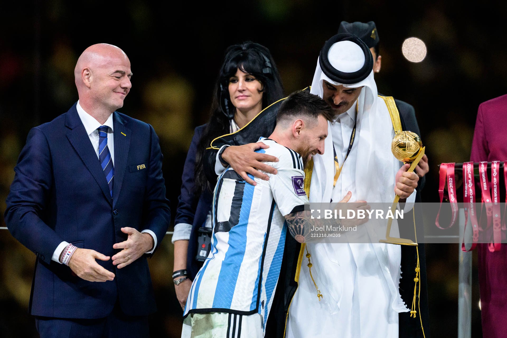 Lionel Messi of Argentina with Tamim bin Hamad Al Thani,