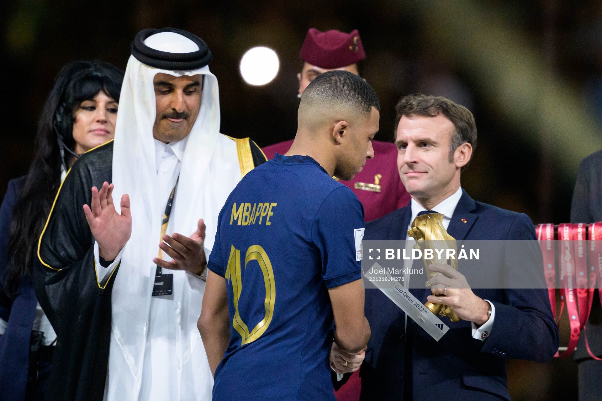 Kylian Mbappe of France and Emmanuel Macron, President of