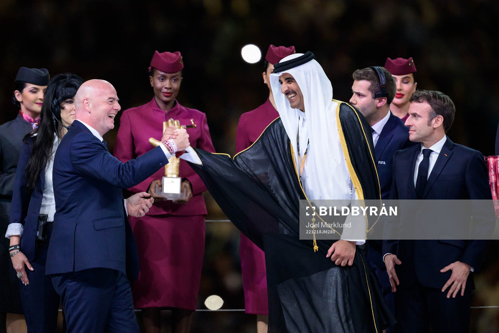 Gianni Infantino, president of FIFA, and Tamim bin Hamad Al