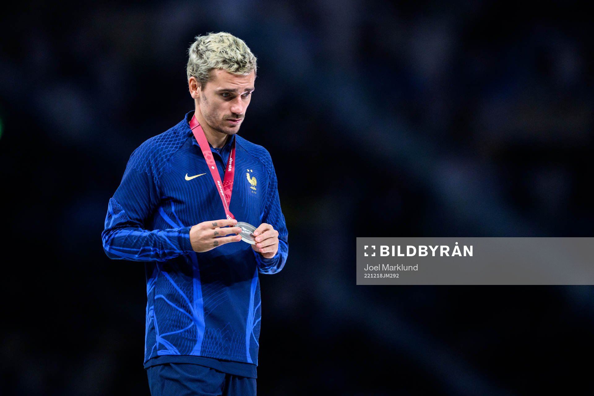 Antoine Griezmann of France looks dejected