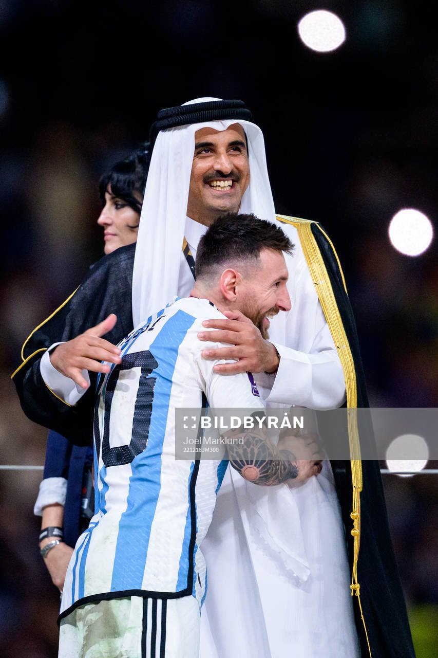 Tamim bin Hamad Al Thani, Emir of Qatar, and Lionel Messi