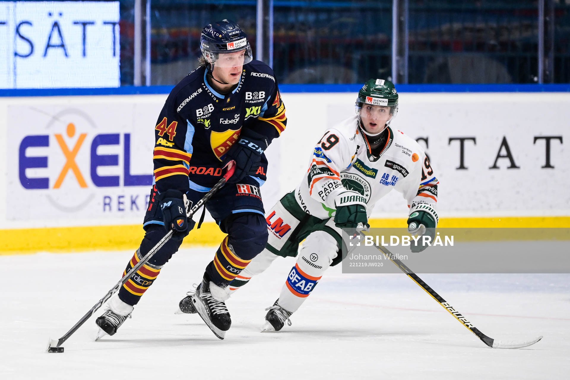 Djurgårdens Olle Liss och Kristianstads Patrick Harper