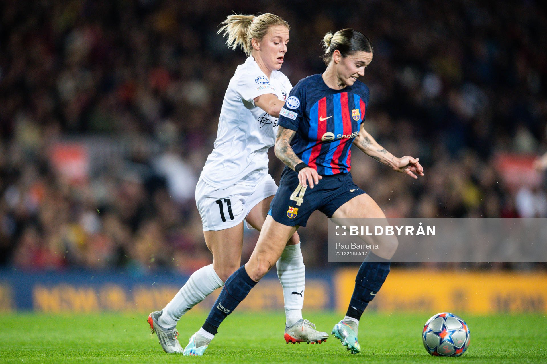 Mimmi Larsson of FC Rosengård and Mapi Leon of Barcelona