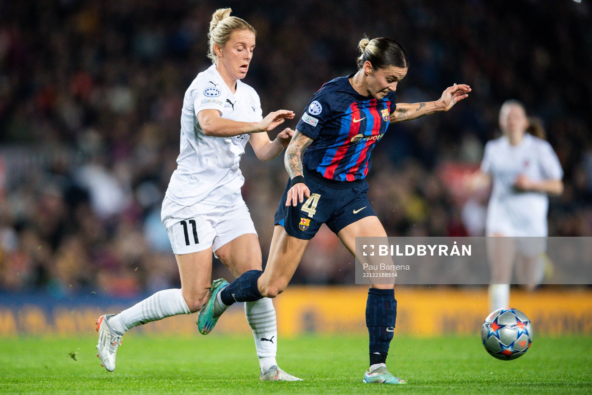 Mimmi Larsson of FC Rosengård and Mapi Leon of Barcelona