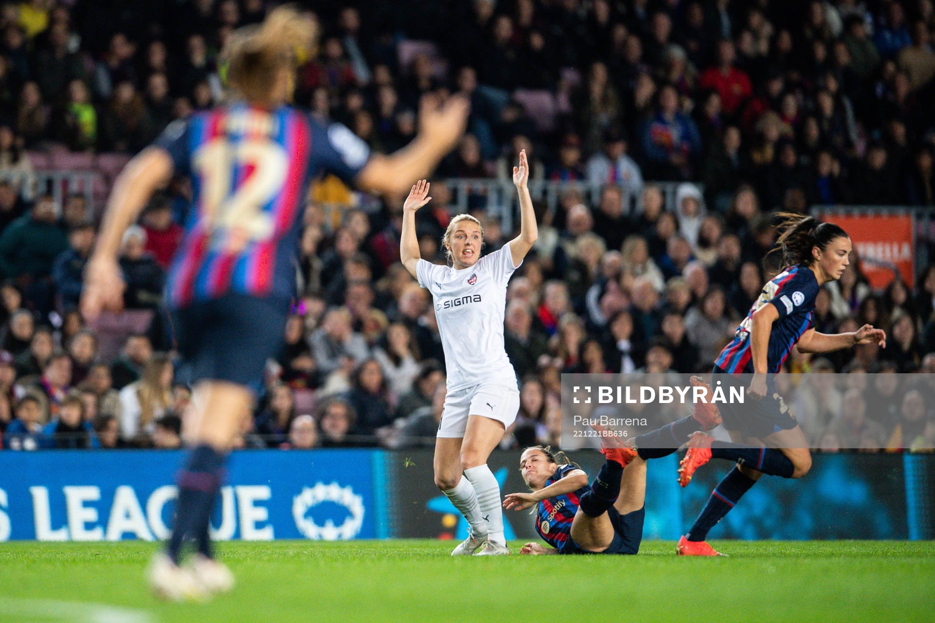 Mimmi Larsson of FC Rosengård reacts and Nuria Rabano of