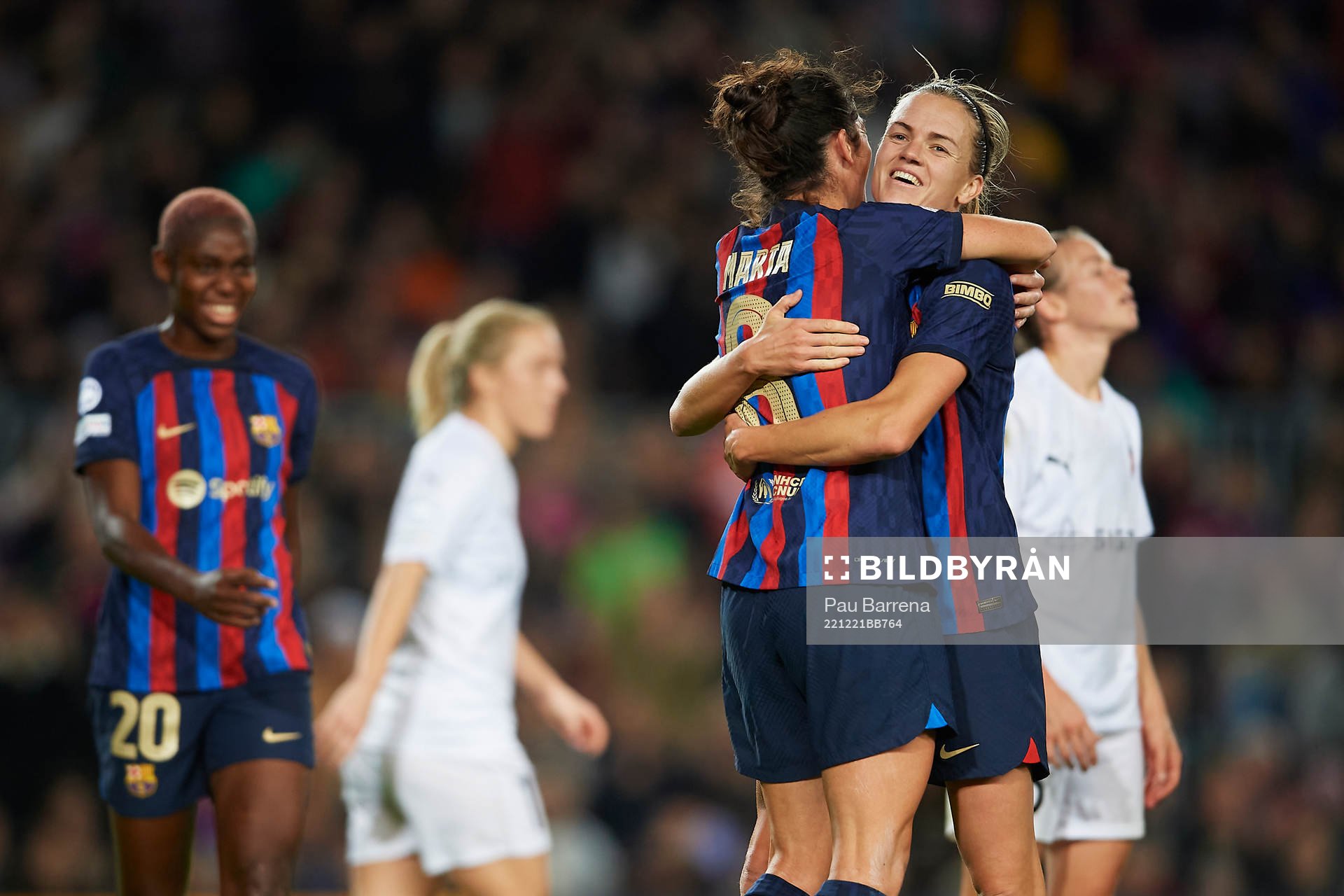 Marta Torrejon and Irene Paredes of FC Barcelona celebrate