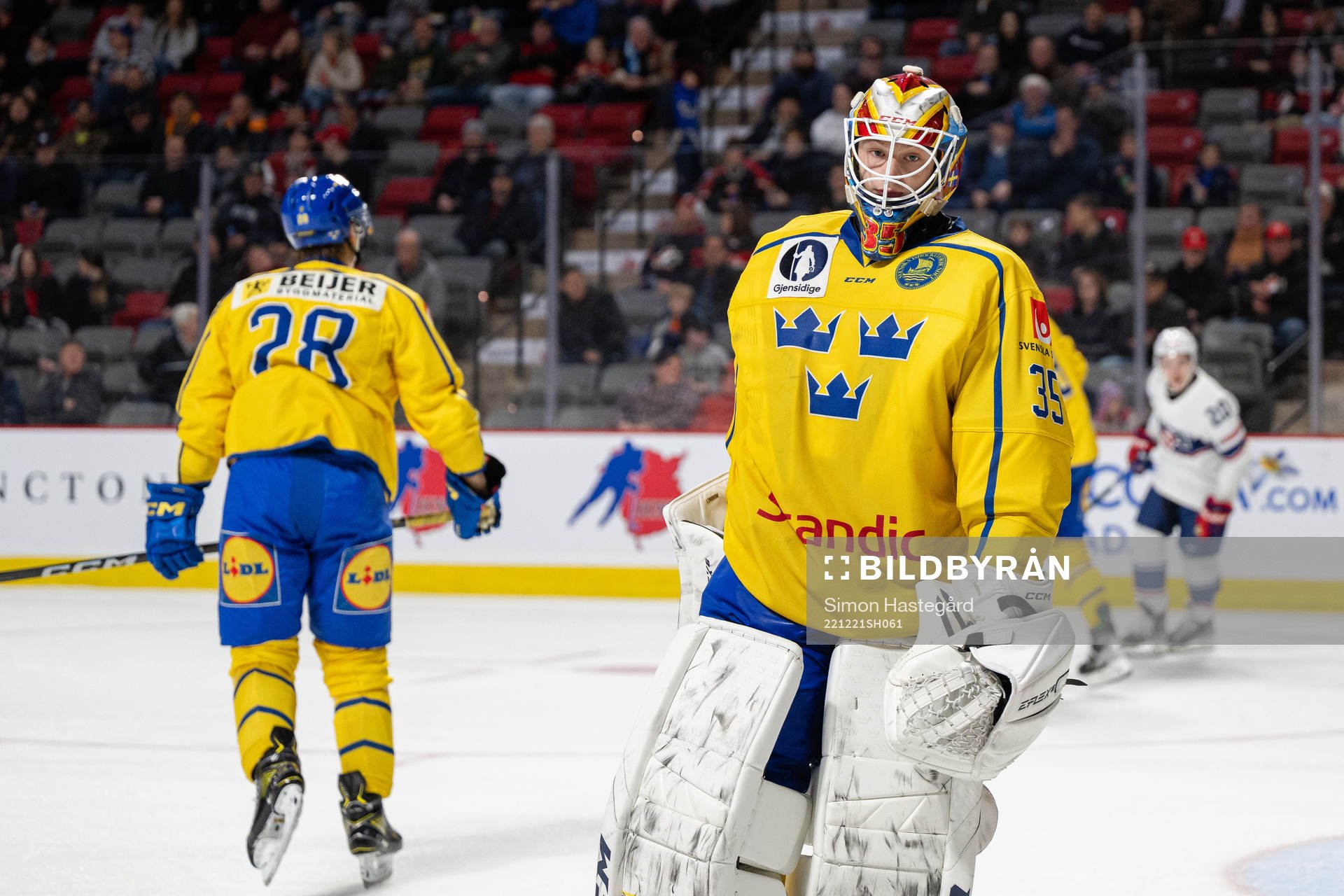 Goaltender Carl Lindbom of Sweden