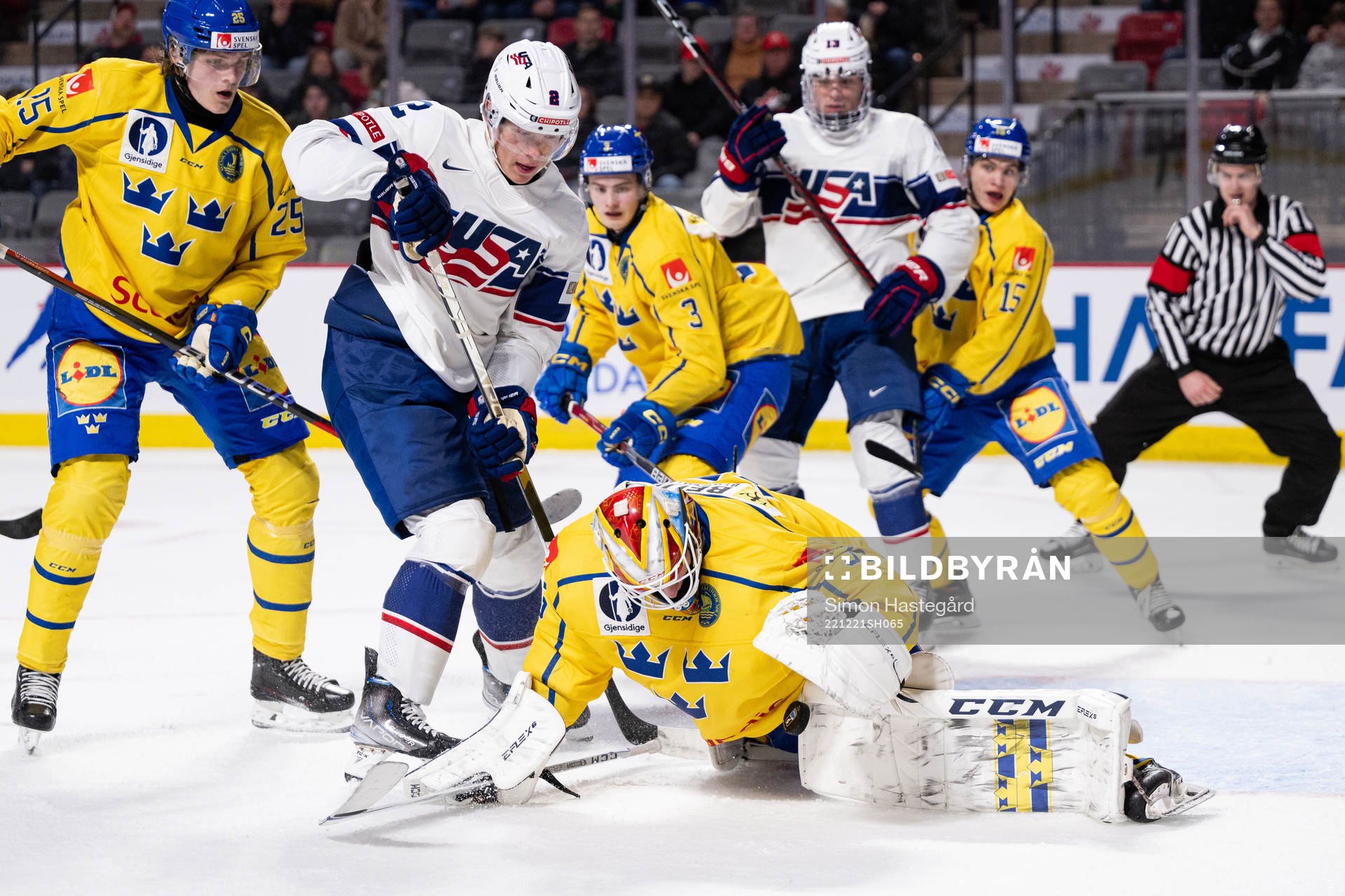 Goaltender Carl Lindbom of Sweden