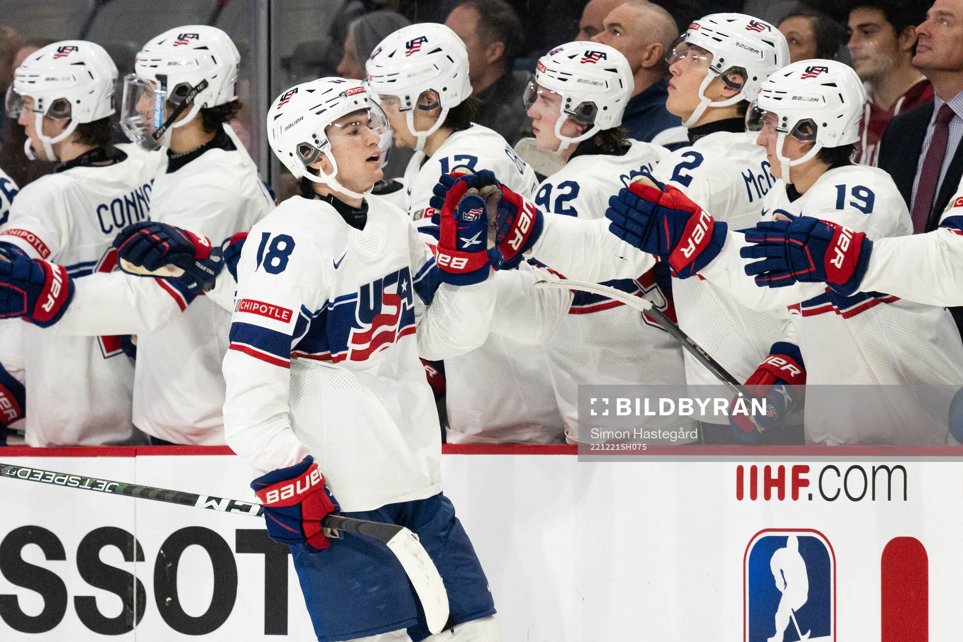 Jimmy Snuggerud of USA celebrates the 1-5 goal