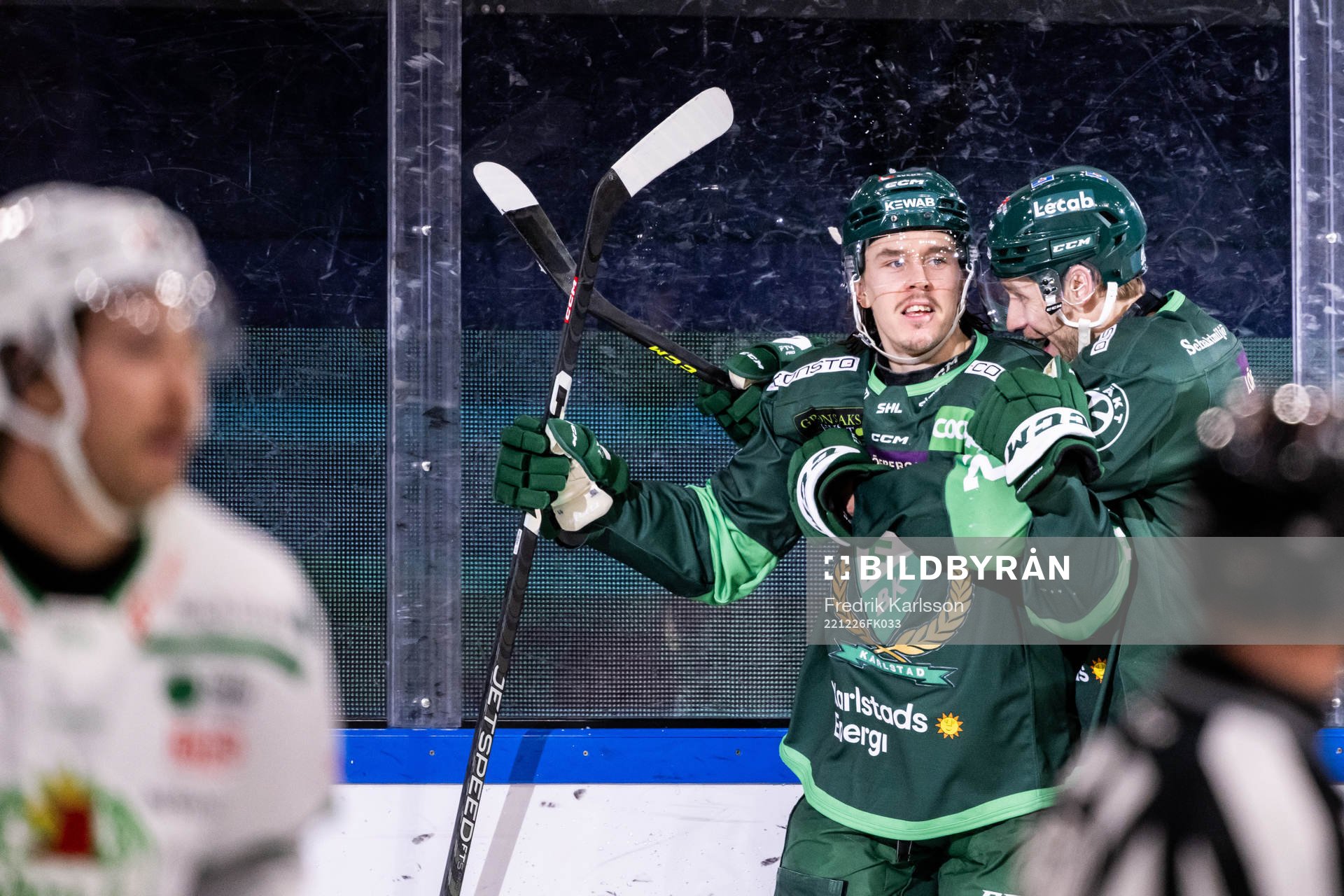 Färjestads Joakim Nygård och Per Åslund jublar