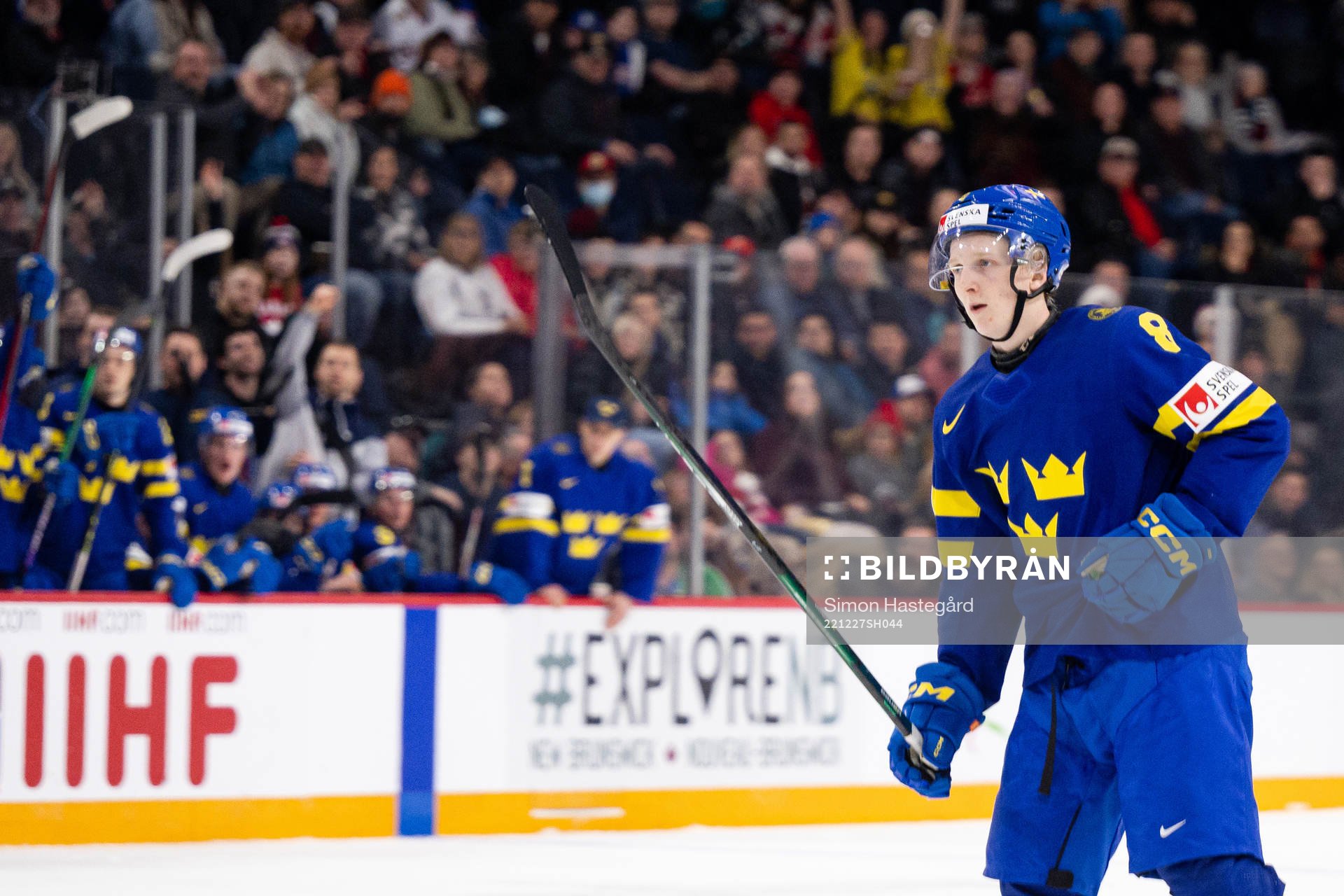 Adam Engström of Sweden celebrates the 0-1 goal