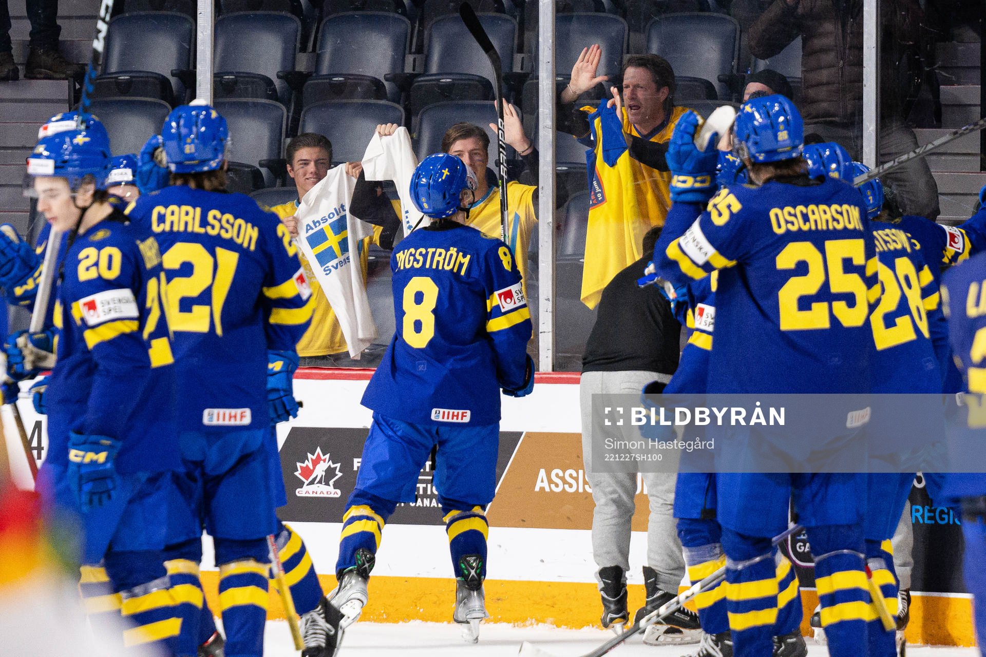 Adam Engström of Sweden celebrates with fans