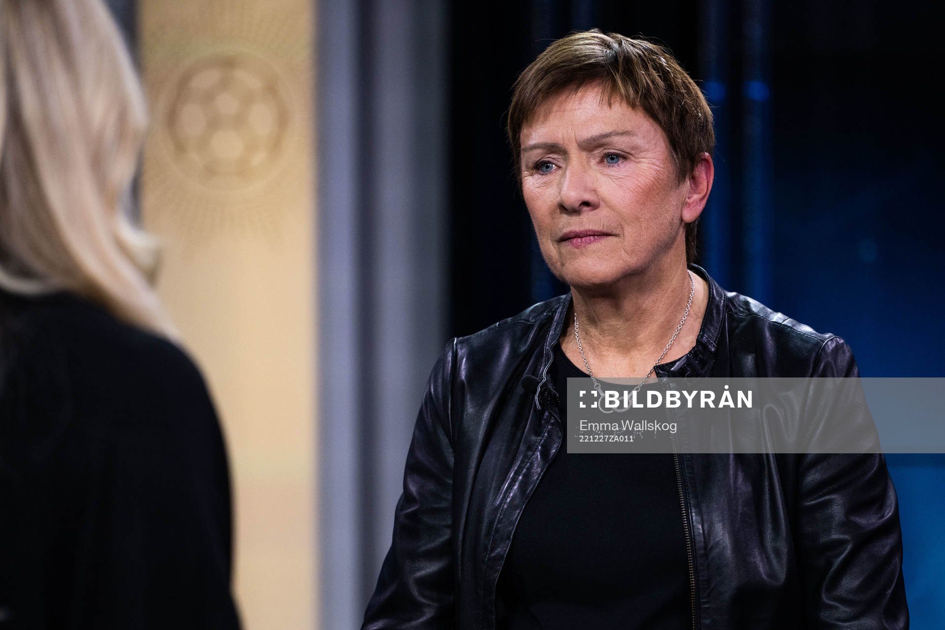 Anette Börjesson efter att hon tilldelats Fotbollskanalens Hederspris under Fotbollsåret 2022 den 27 december 2022 i Stockholm. 