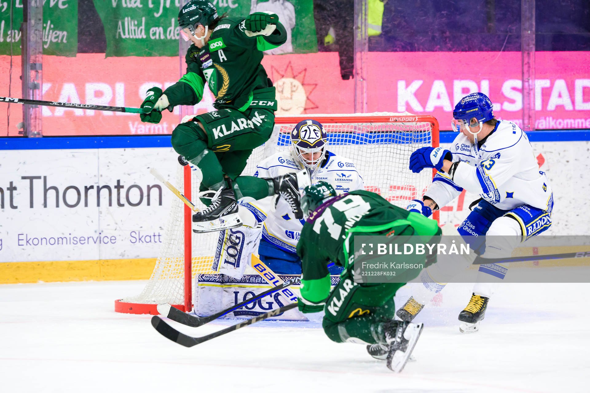 Färjestads Joakim Nygård och Leksands målvakt Kasimir