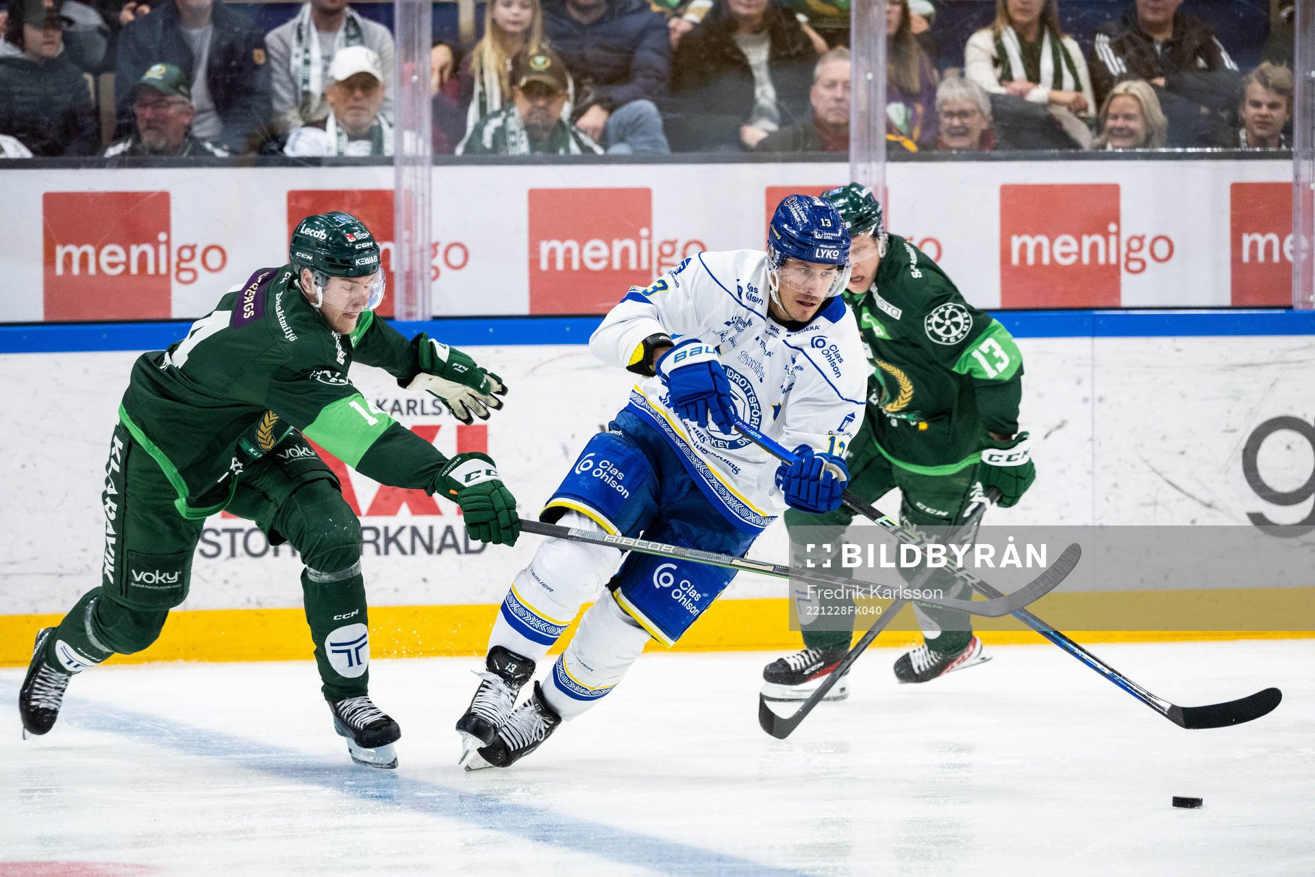 Färjestads Victor Ejdsell och Leksands Jon Knuts