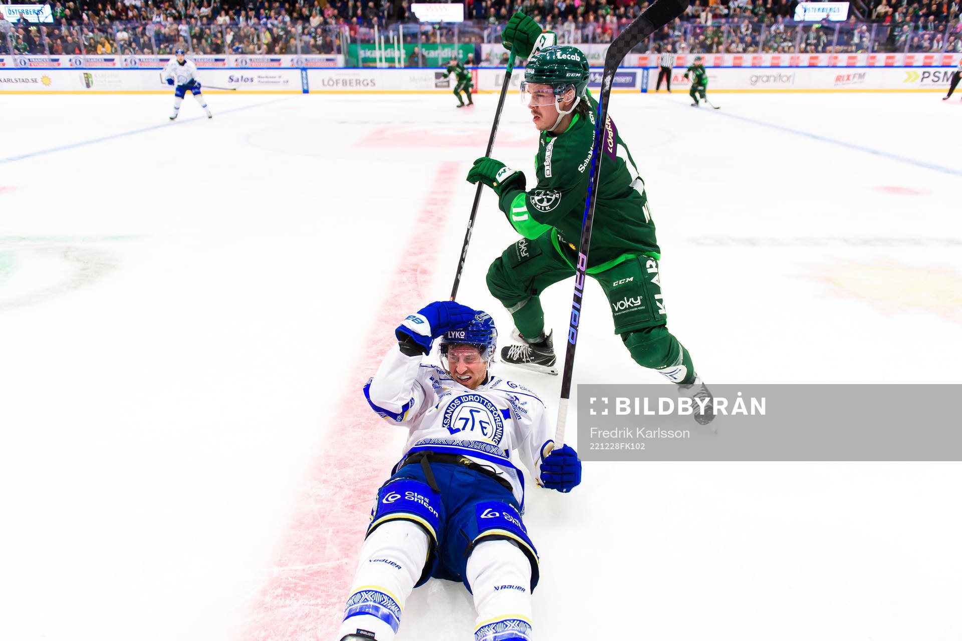 Leksands Justin Glenn Kloos och Färjestads Joakim Nygård