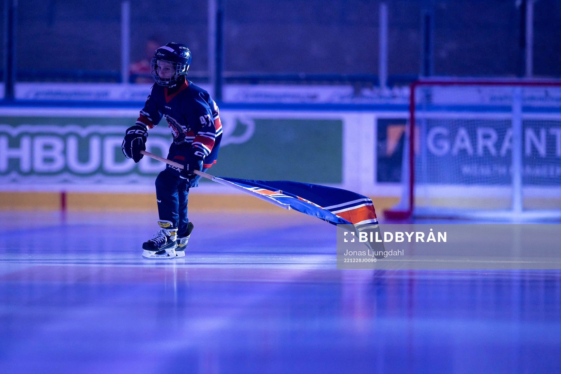Fanbärare före ishockeymatchen i SHL mellan Växjö och