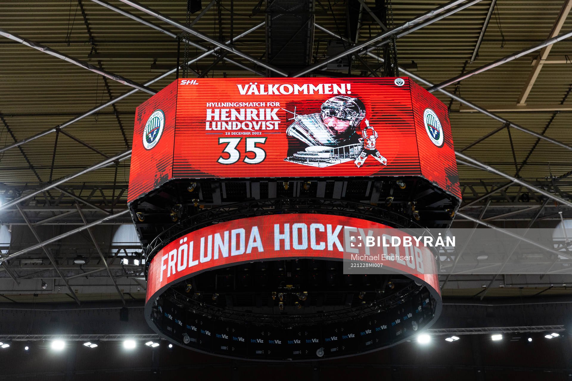 Jumbotronen i Scandinavium innan  ishockeymatchen i SHL