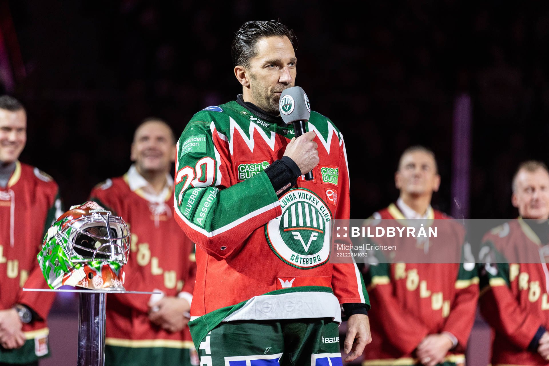 Frölundas Joel Lundqvist håller tal