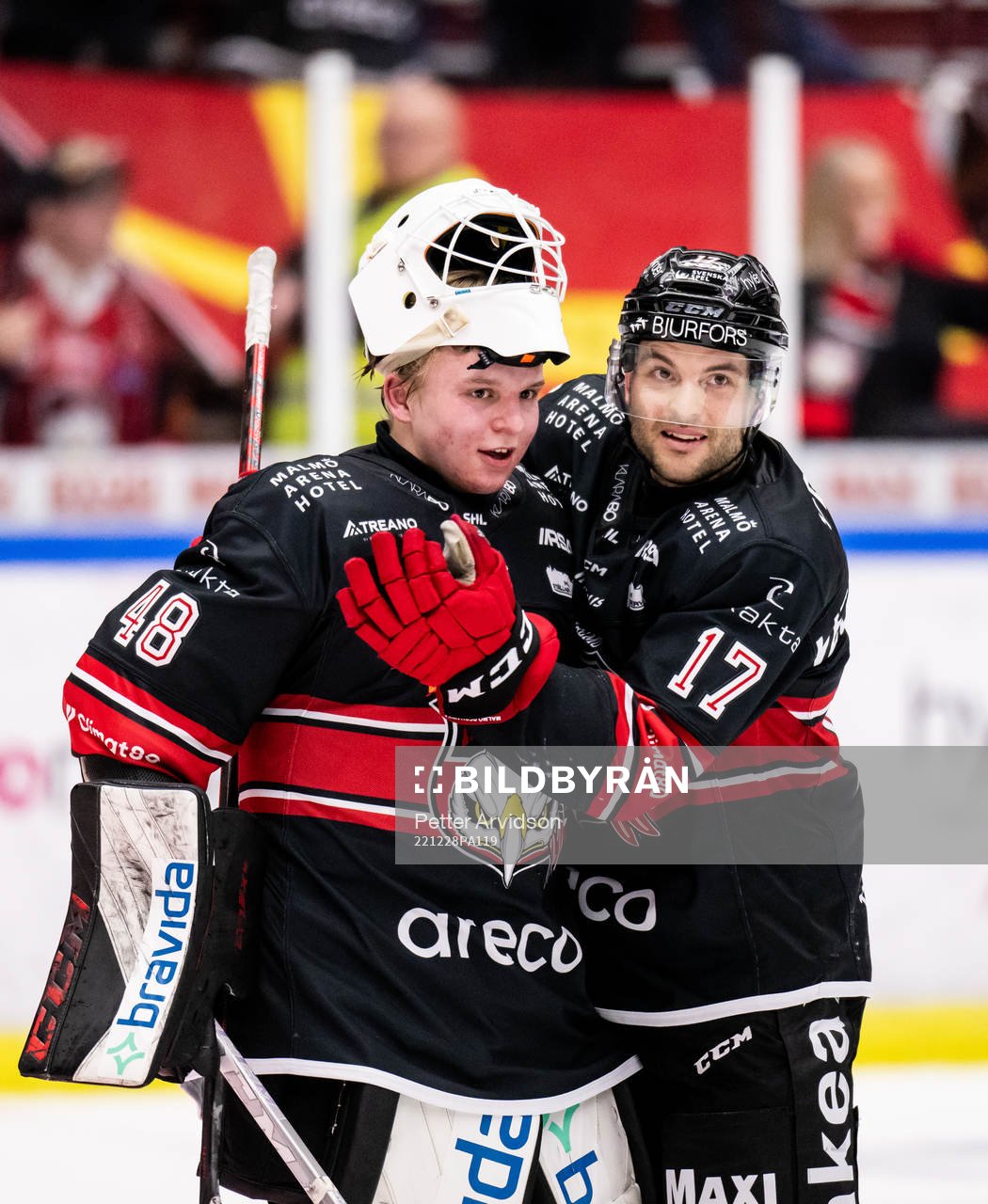 Malmö Redhawks målvakt Oskar Blomgren och Pathrik