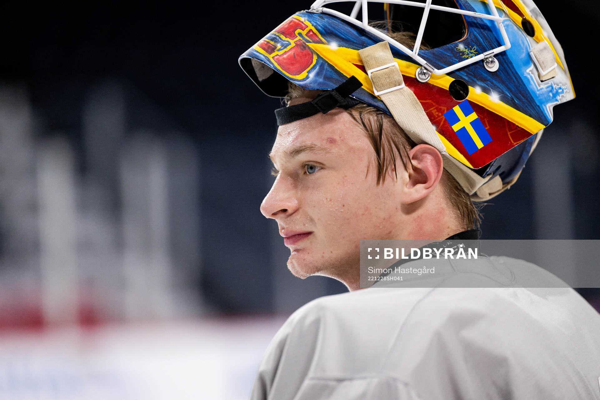 Goaltender Carl Lindbom of Sweden