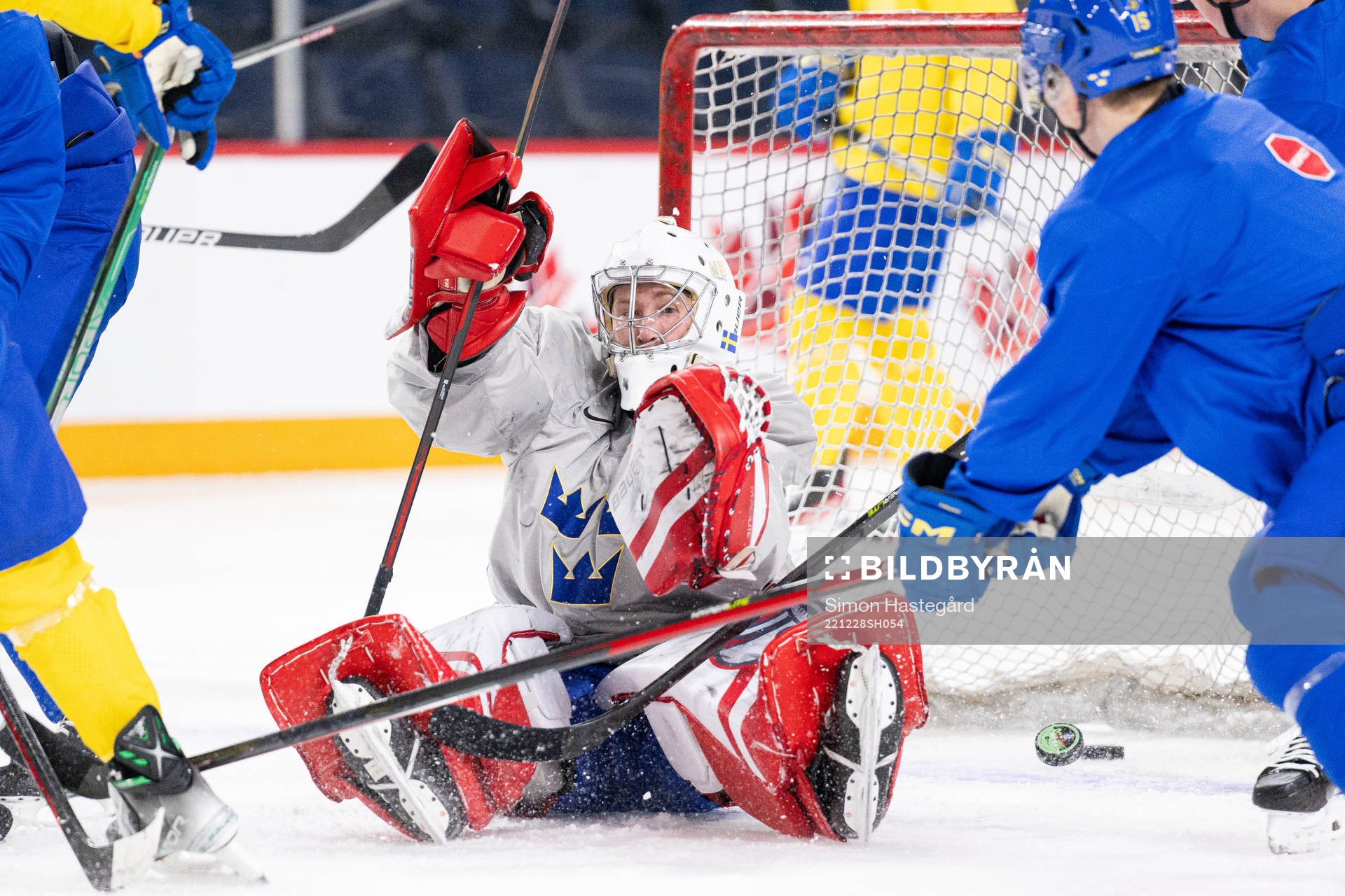 Goaltender Marcus Brännman of Sweden