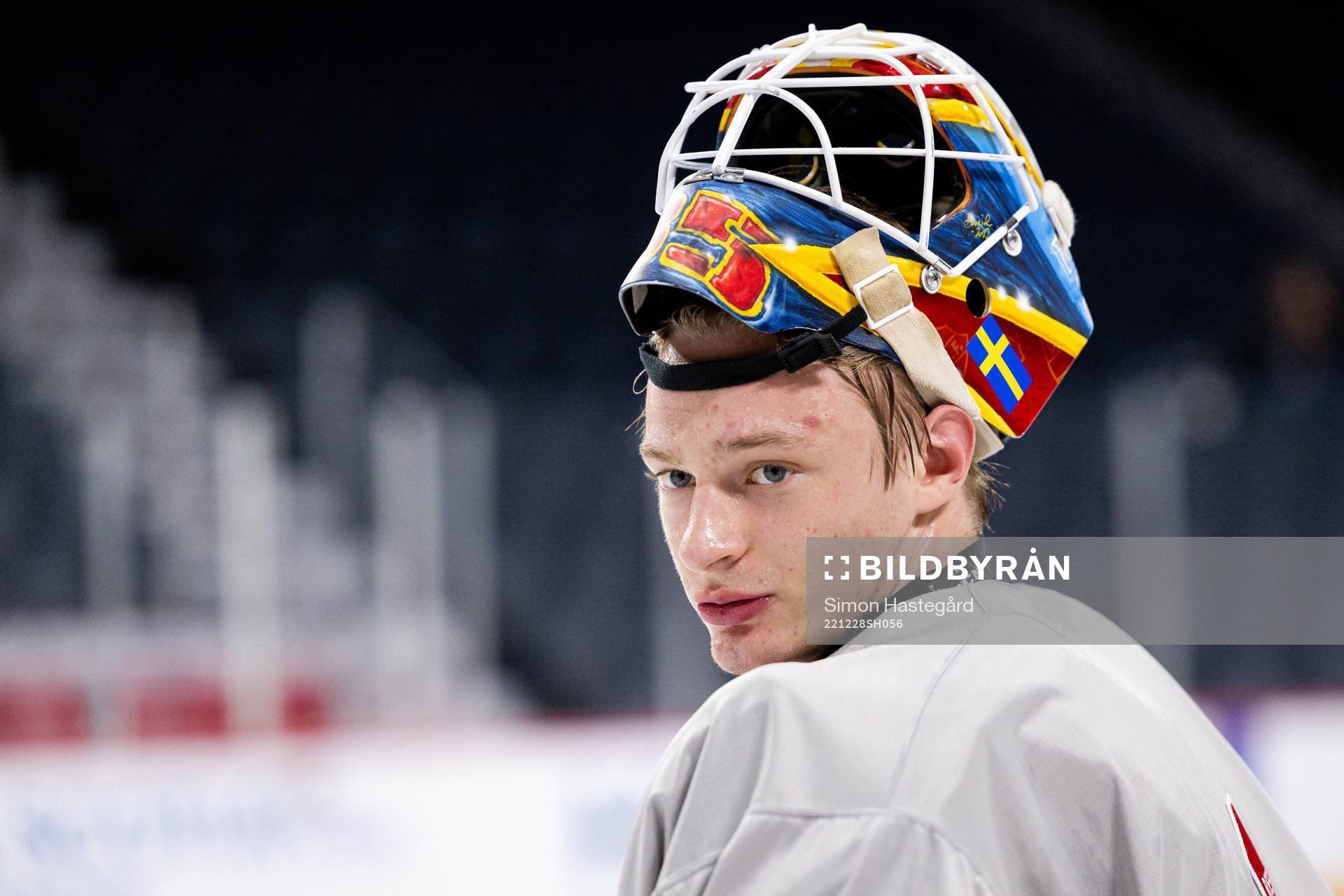Goaltender Carl Lindbom of Sweden
