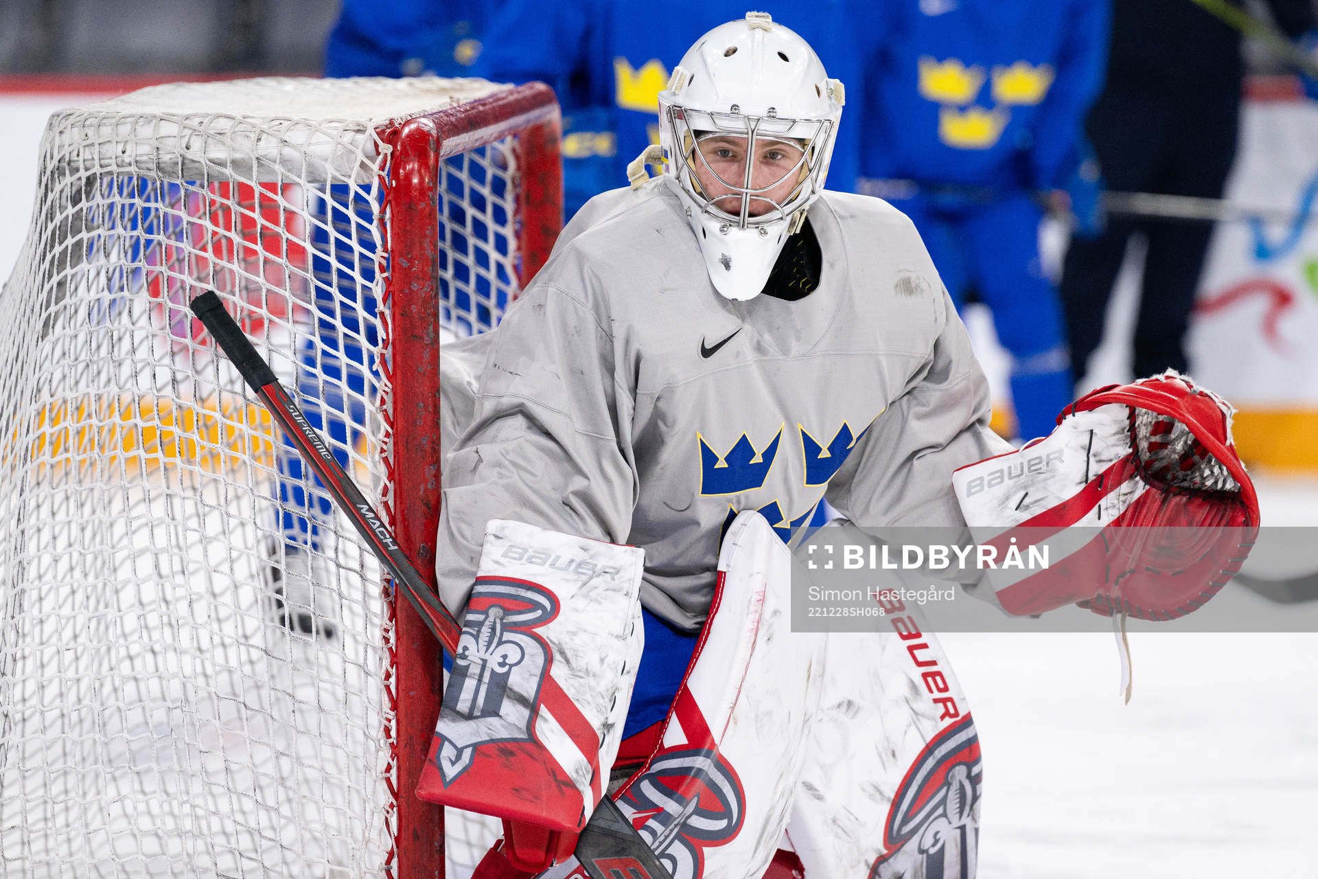 Goaltender Marcus Brännman of Sweden