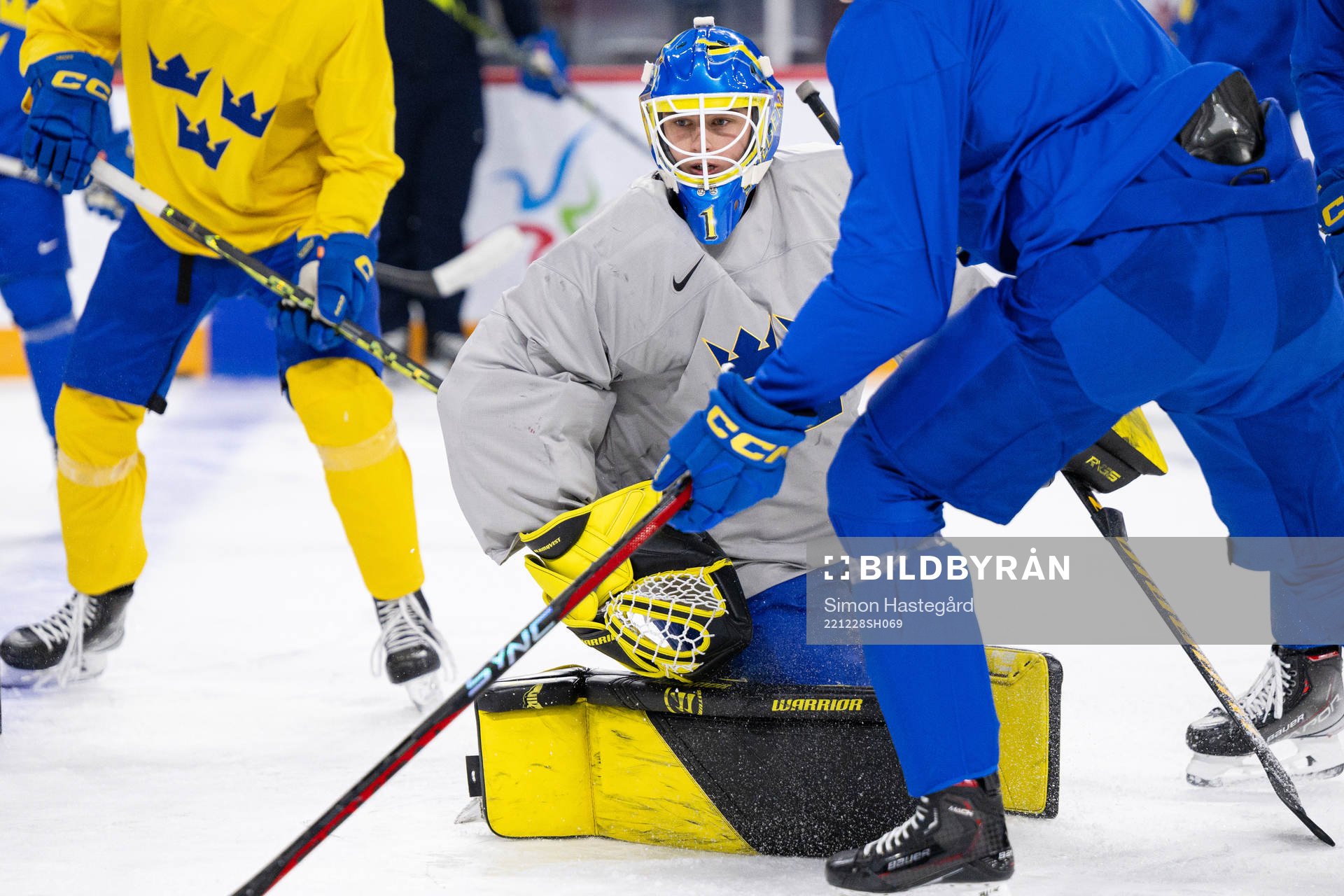 Goaltender Ian Blomquist of Sweden