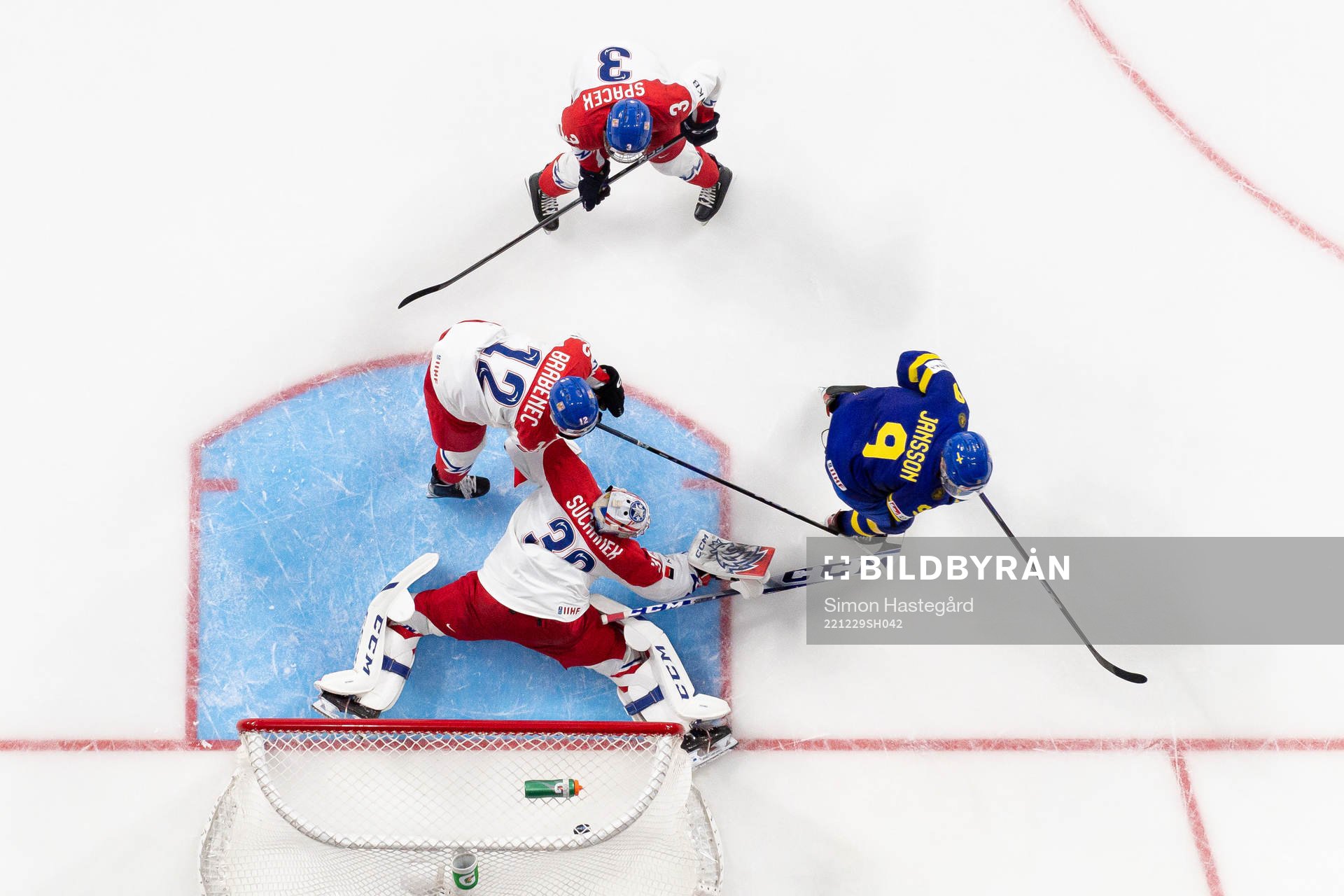 Ludvig Jansson of Sweden scores the 3-2 goal behind