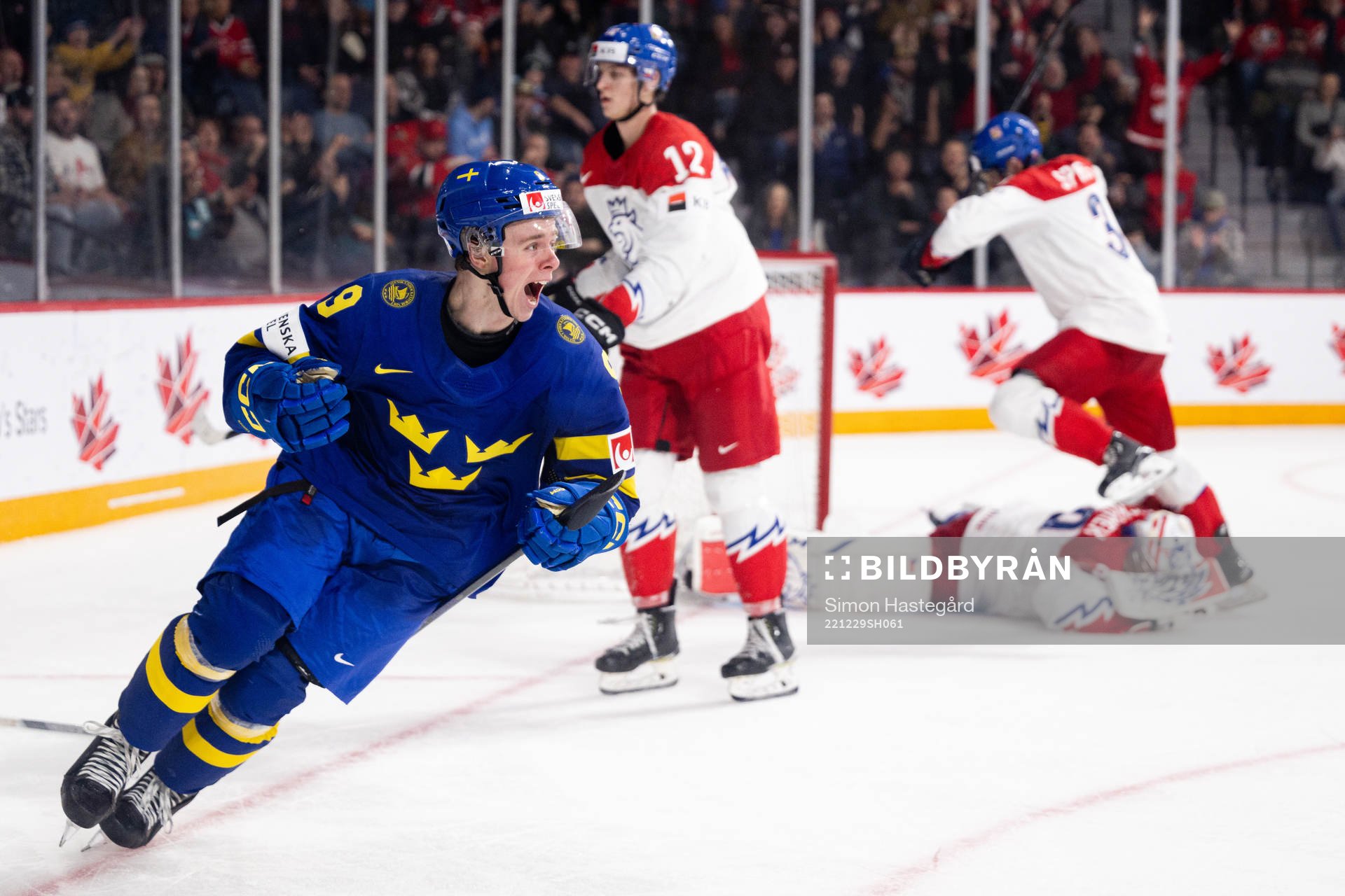 Ludvig Jansson of Sweden celebrates the 3-2 goal