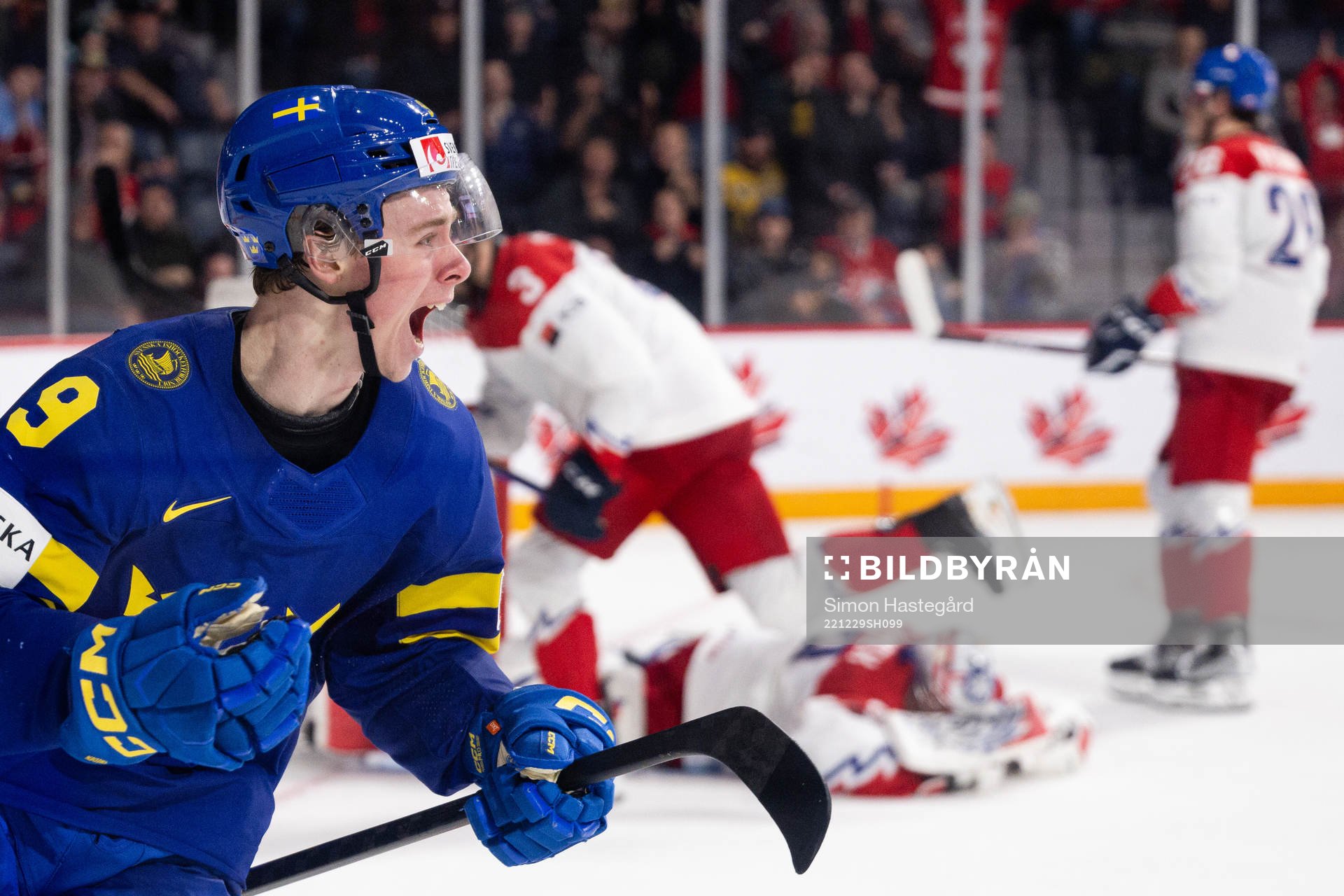 Ludvig Jansson of Sweden celebrates the 3-2 goal