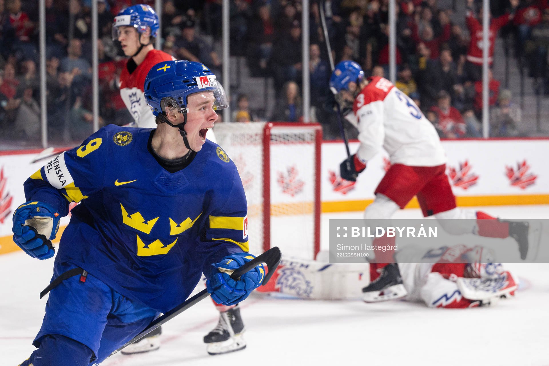 Ludvig Jansson of Sweden celebrates the 3-2 goal