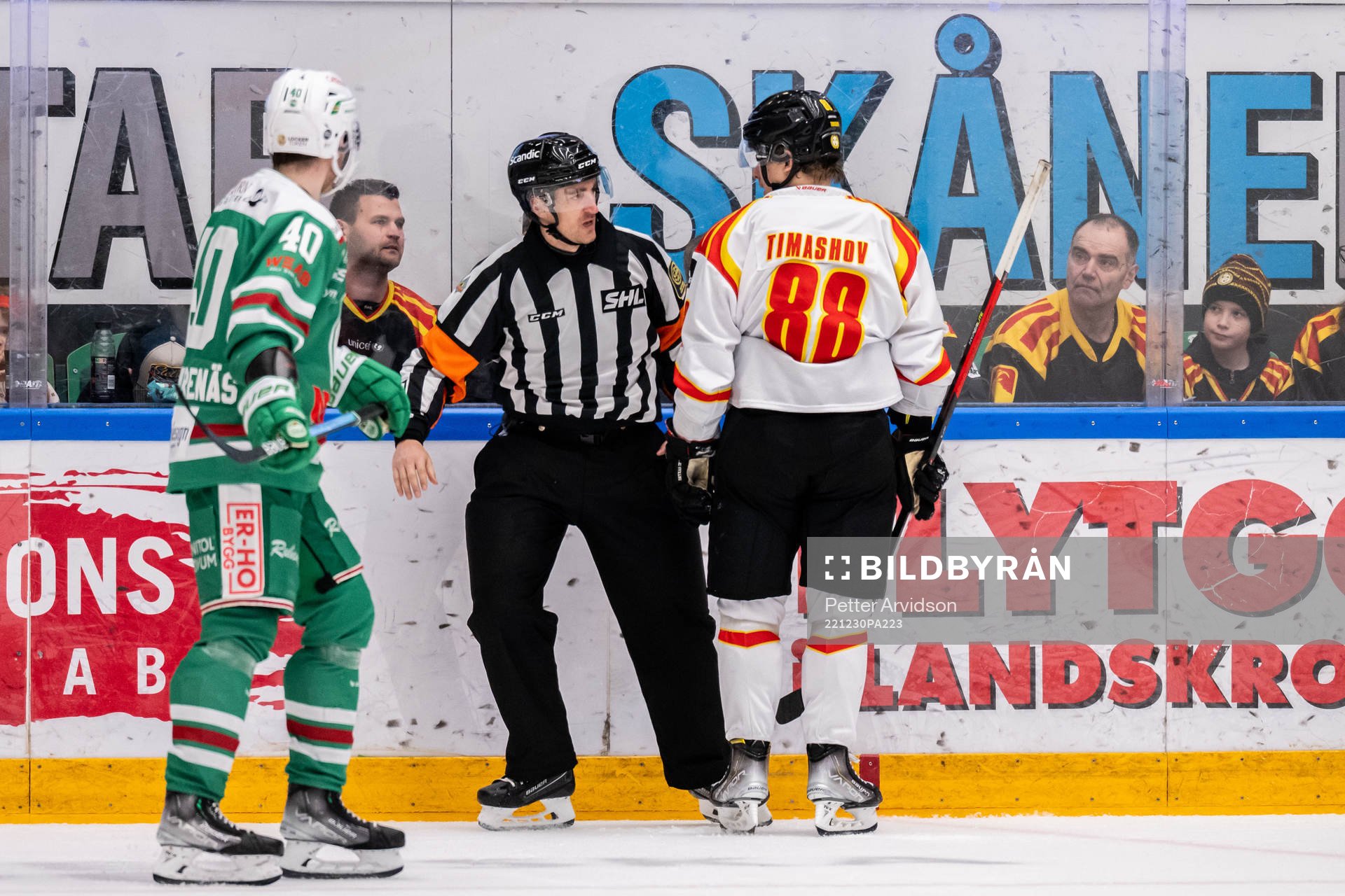 Domare Kristoffer Folkstrand och Brynäs Dmytro Timashov